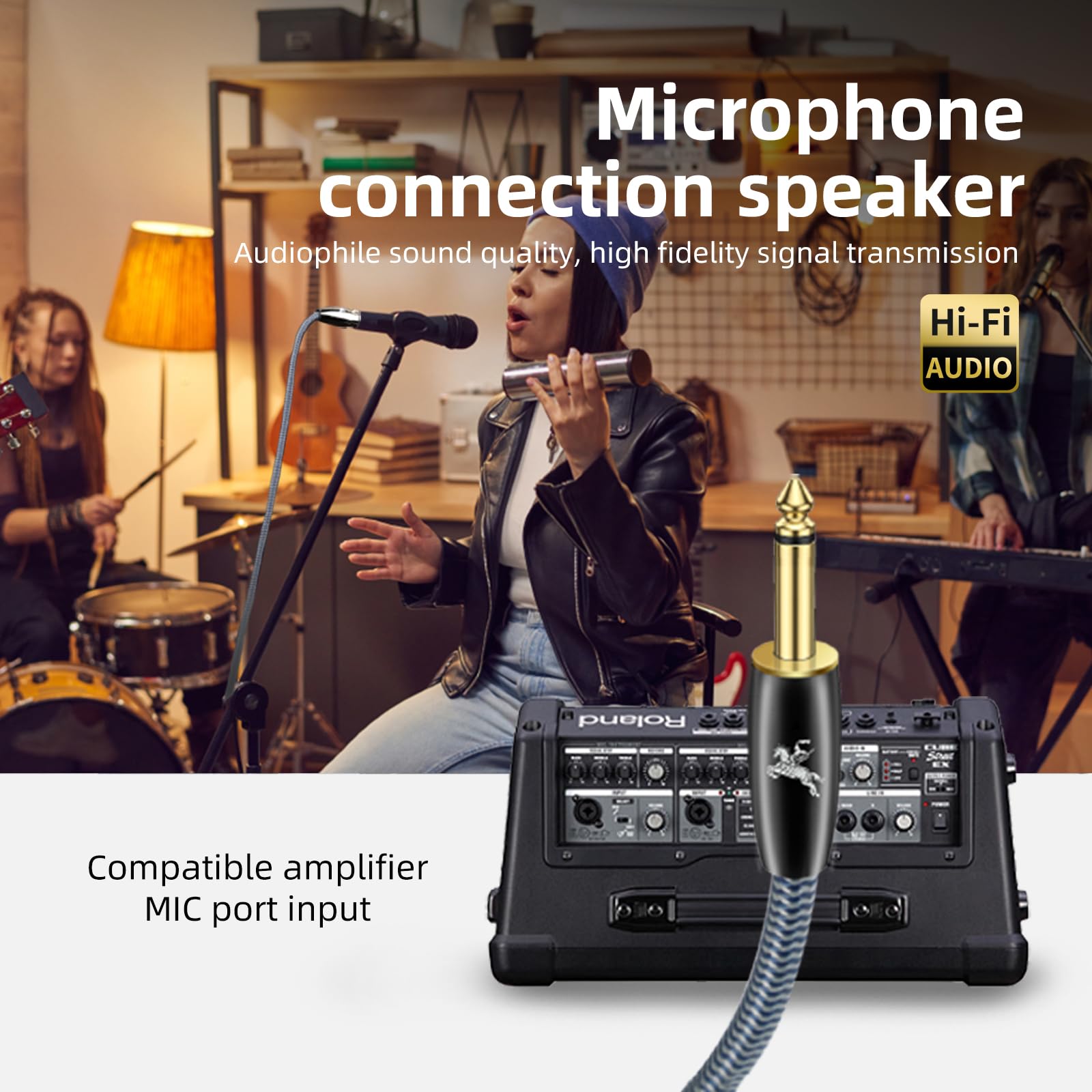 Impeto Cable XLR Hembra a Jack TS de 6,35 mm, XLR Cable Microfono 6,35 mm TRS Estéreo Balanceado Para Mixer, Micrófono, Altavoz, Amplificador, Equipo de Sonido- 5M