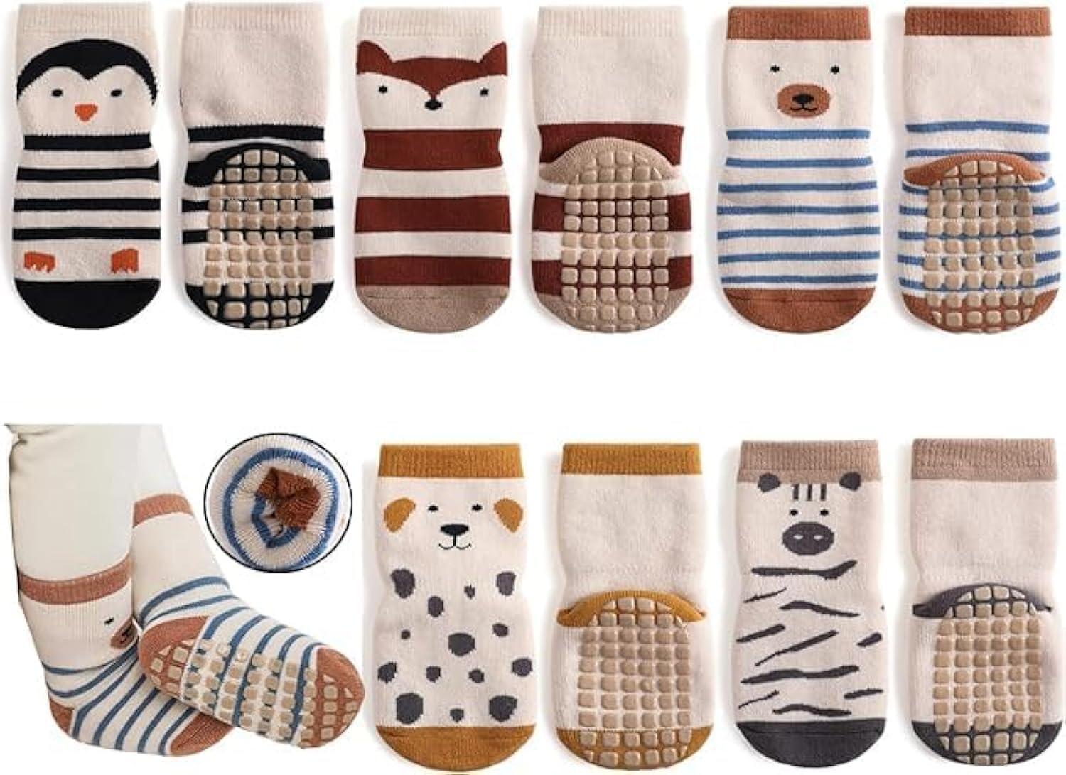 Baby Non-slip Shoes Socks, Cartoon Home Breathable Comfort Crew Socks Baby Daily Care Accessories for Boys and Girls Aged 1 2 3 (5 Pairs) (Style-2)