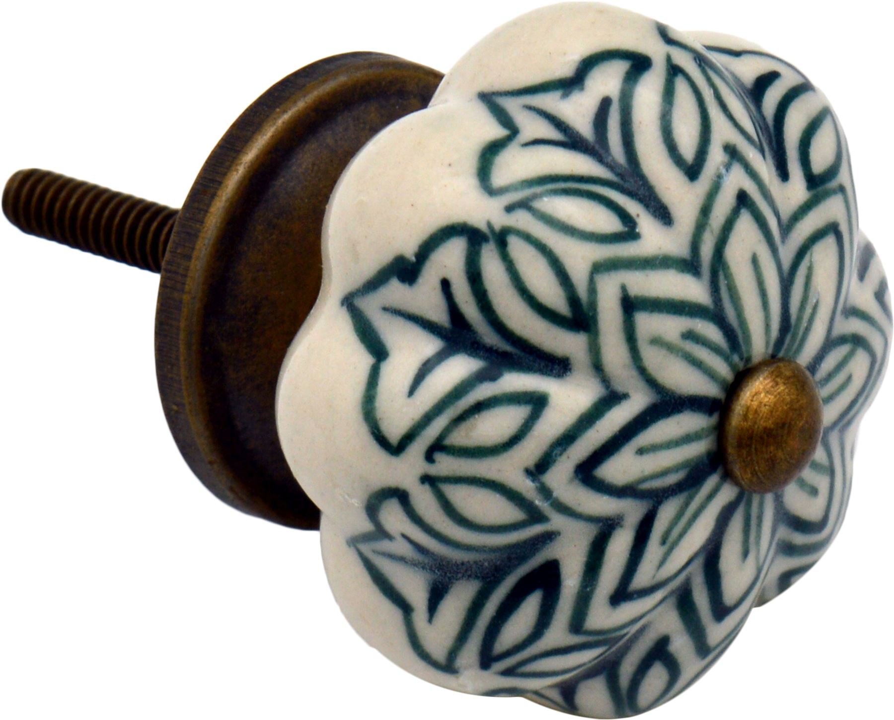 Nicola Spring Green Vintage Floral Ceramic Cabinet Knob