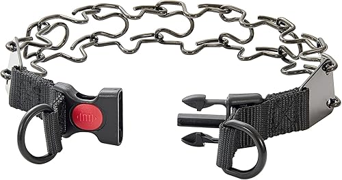 Miniatura 2 de Collar de perro grande ajustable de acero inoxidable resistente (20 pulgadas, negro), hebilla de liberación rápida para perros medianos y grandes