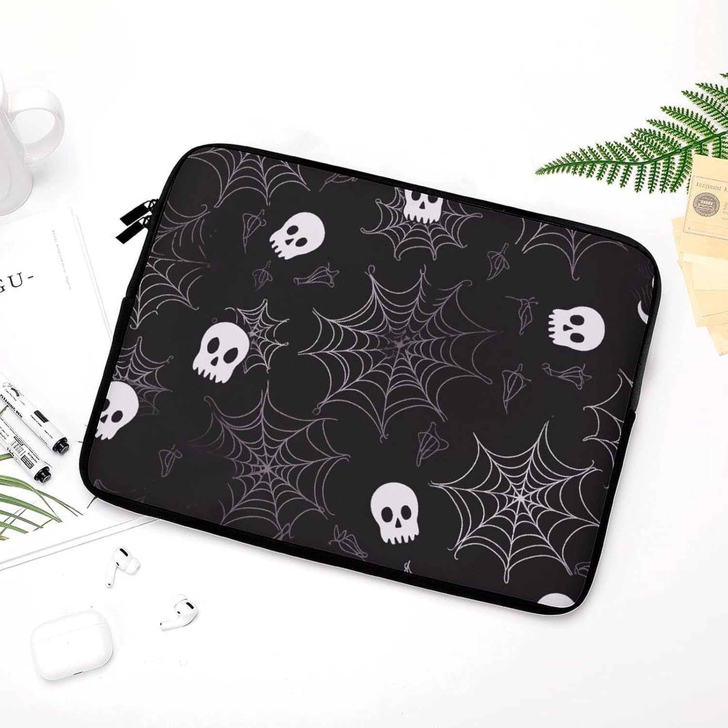Halloween Goth Laptop Sleeve Case 12inch, Shockproof Protective Case, 10-17 Inch Computer Sleeve, Water Resistant Laptop Briefcase for Men Women Compatible with MacBook Air/Notebook/Tablet image 5