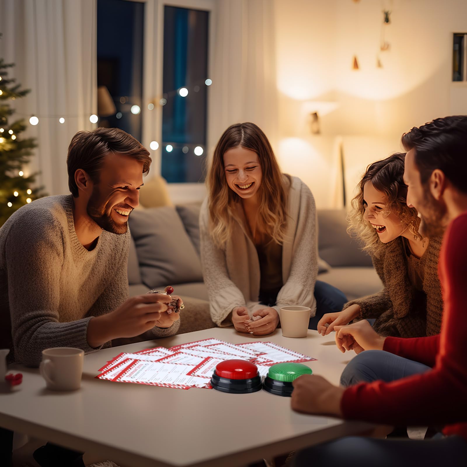 Juegos de feud para adultos con 2 zumbadores, juego de fiesta de trivia de Navidad, festival de Navidad, actividad de adivinación para eventos festivos anuales, oficina, decoraciones de fiesta de
