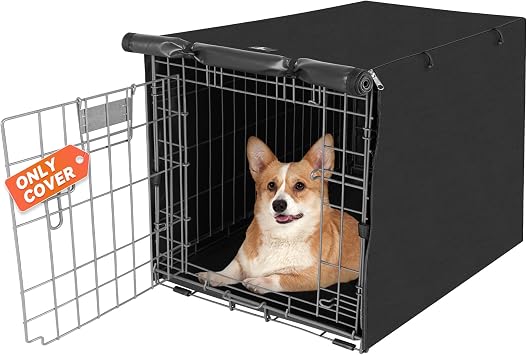 X-ZONE PET Dog Crate Cover Waterproof Kennel Cover, 30 in Black | Double Door Dog Crate Cover for Indoor/Outdoor, Heavy Duty Polyester Cover Fits 30 inches Wire Dog Cage