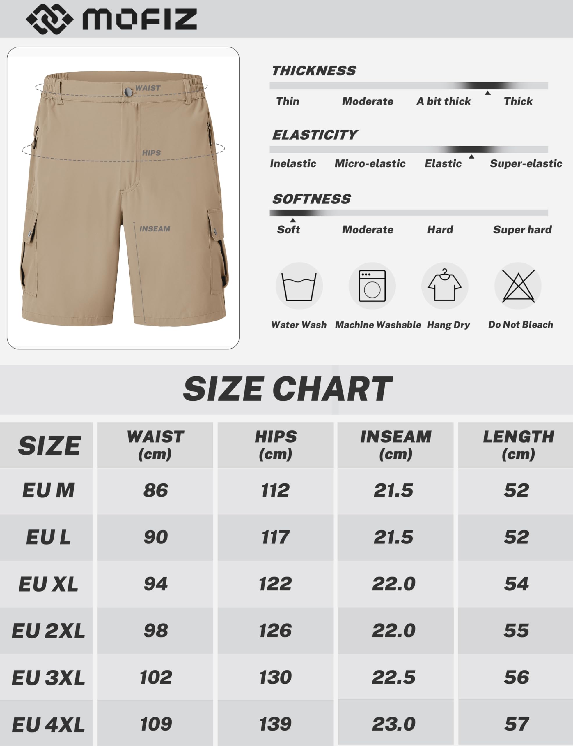 MoFiz Pantalones Cortos Cargo Hombre Seco Rápido Pantalones Cortos de Senderismo Acampada Marcha Trekking Shorts Deportes Gimnasio