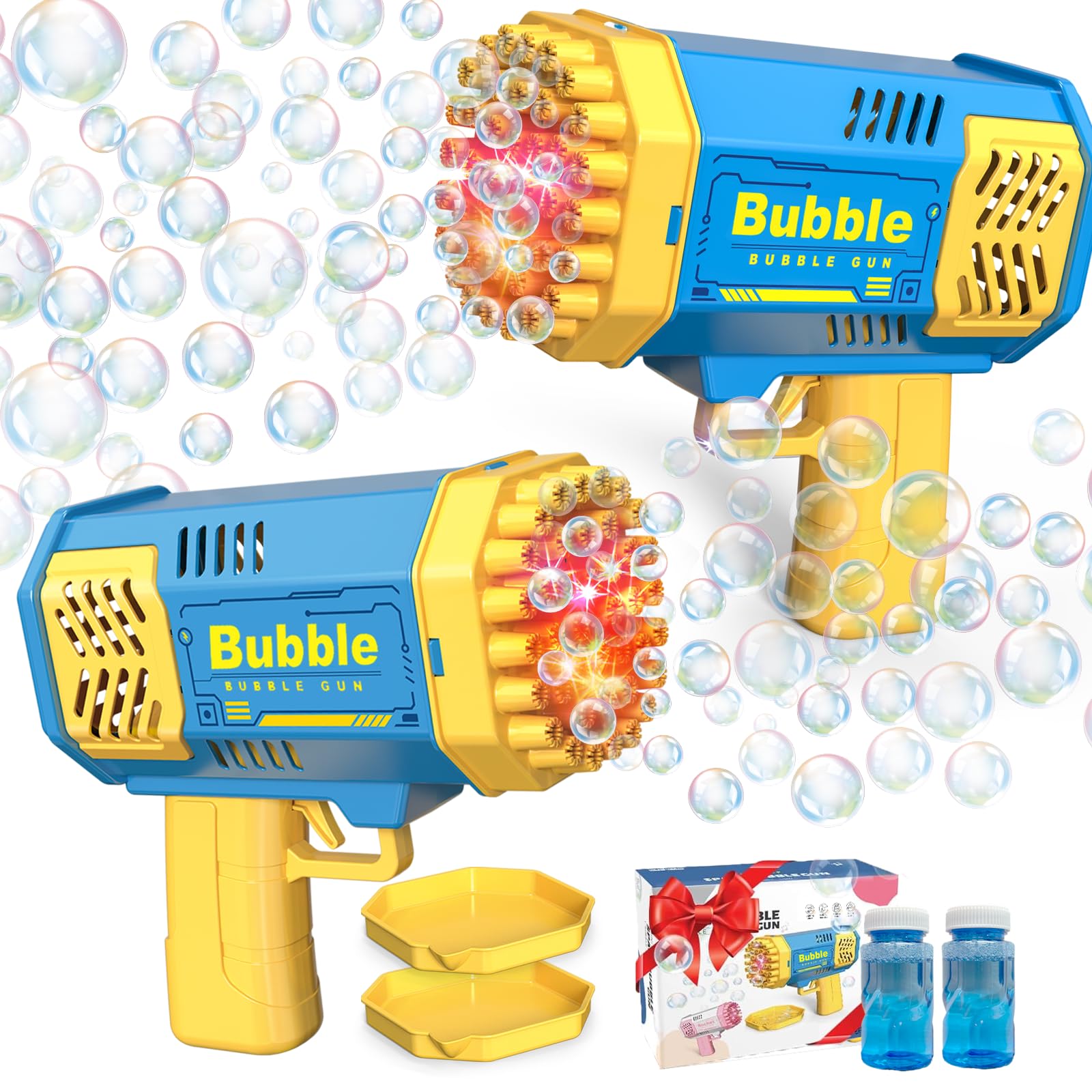 Photo 1 of ***MISSING PIECES -SELLING AS IS *** LUSJNGE ONE Bubble Gun, 40-Hole Light Up Bubble Machine for Toddlers 1-3, Blue Bubble Blaster Maker, Party Favors Toys for Boys Girls 4-8 Birthday Gifts