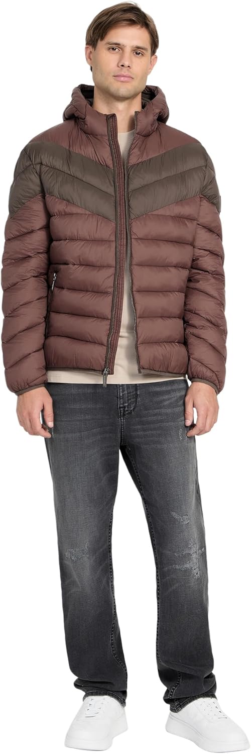 GUESS Men's New Jacob Color Block Hooded Jacket