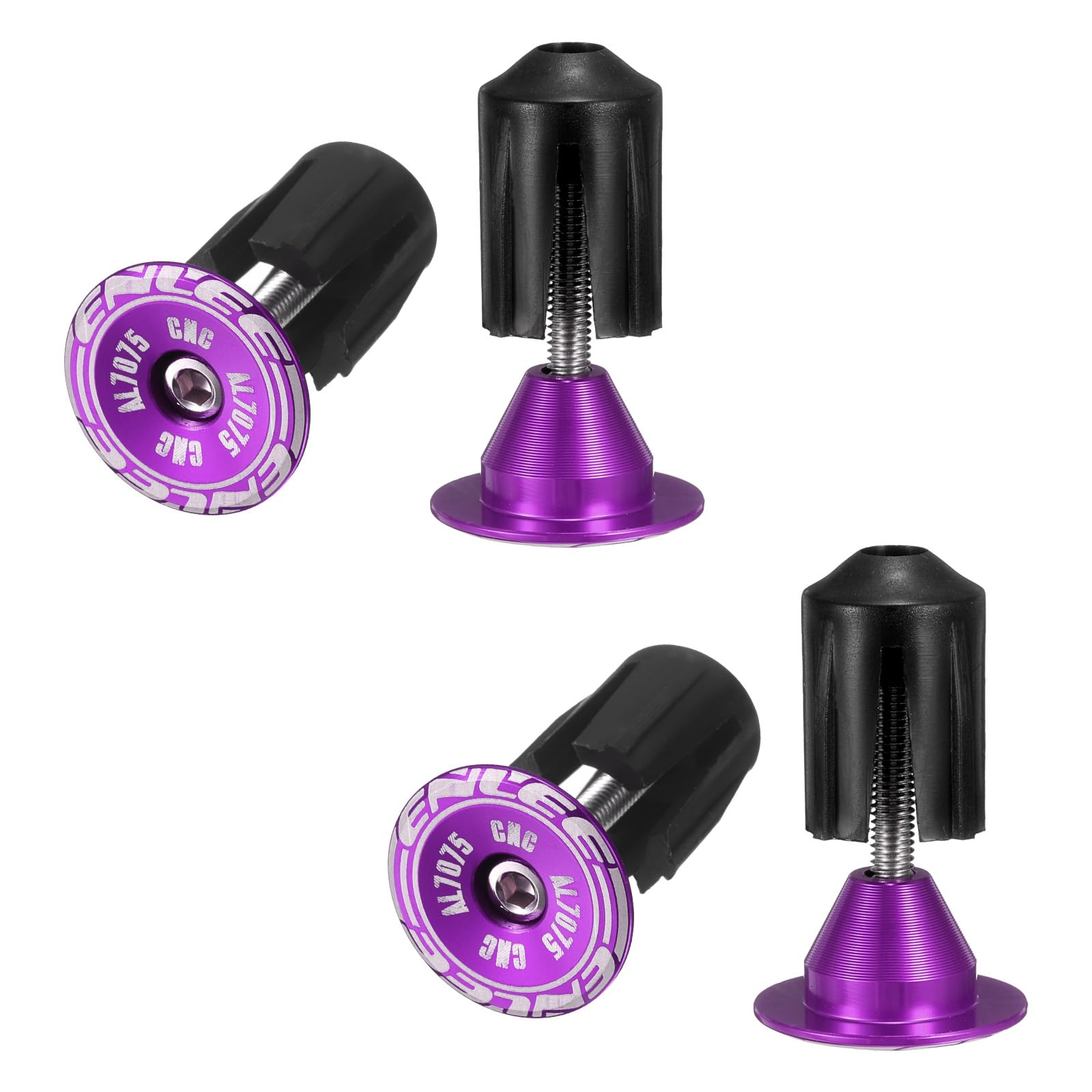 sourcing map 2 Pair Bike Handlebar End Plugs Aluminum Bar End Caps 24-35mm Adjustment Expanding Locking with Screw for MTB Road BMX Fixed Gear Bike, Purple