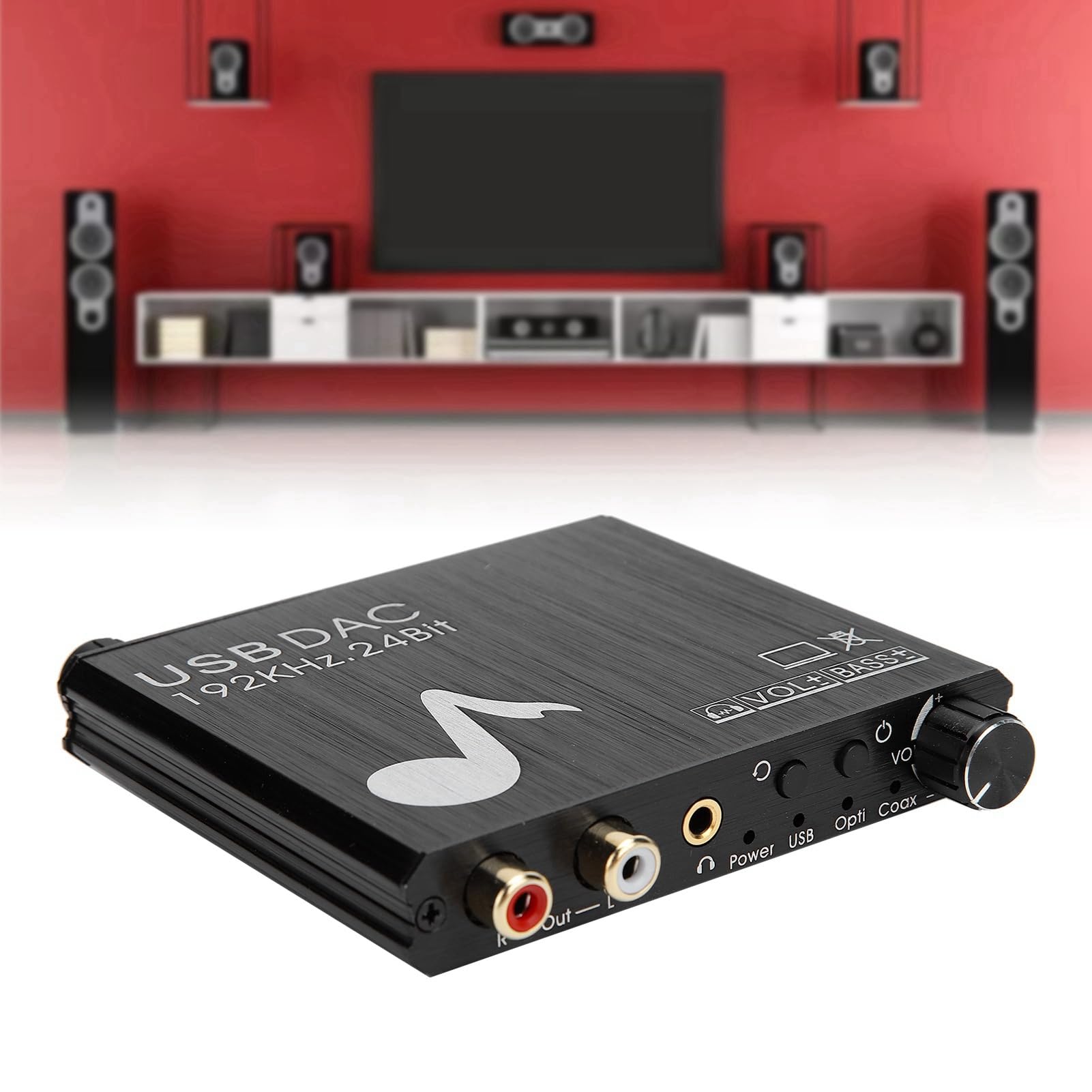 EMUKOEP Convertisseur Numérique vers Analogique, Réglage Professionnel des Basses pour Système de Cinéma Maison, Convertisseur DAC Optique Coaxial pour les Amateurs de Musique
