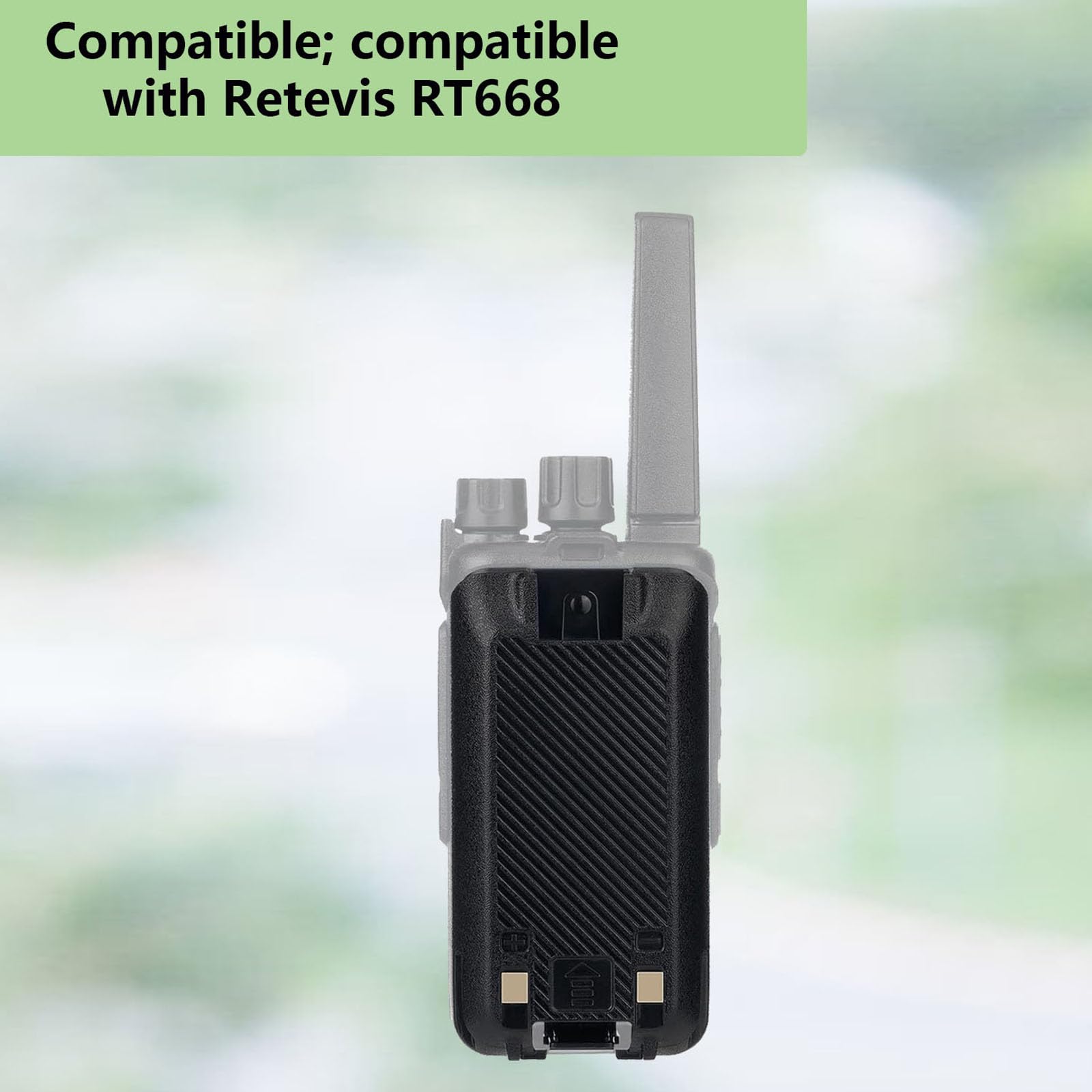 Retevis RT668 Walkie Talkie Baterías, Baterías Recargables de Iones de Litio, 3.7V 1200mAh, Compatible con Walkie Talkie RT668, Radio Bidireccional (Negro, 2 Piezas)
