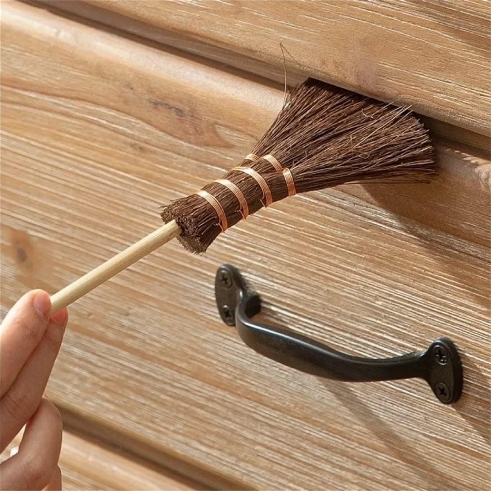 Escoba de Palma Mini escobas de Pelo Suave for Barrer Suelos Madera, Cepillo Teclado Trenzado Paja, 1-10 Uds