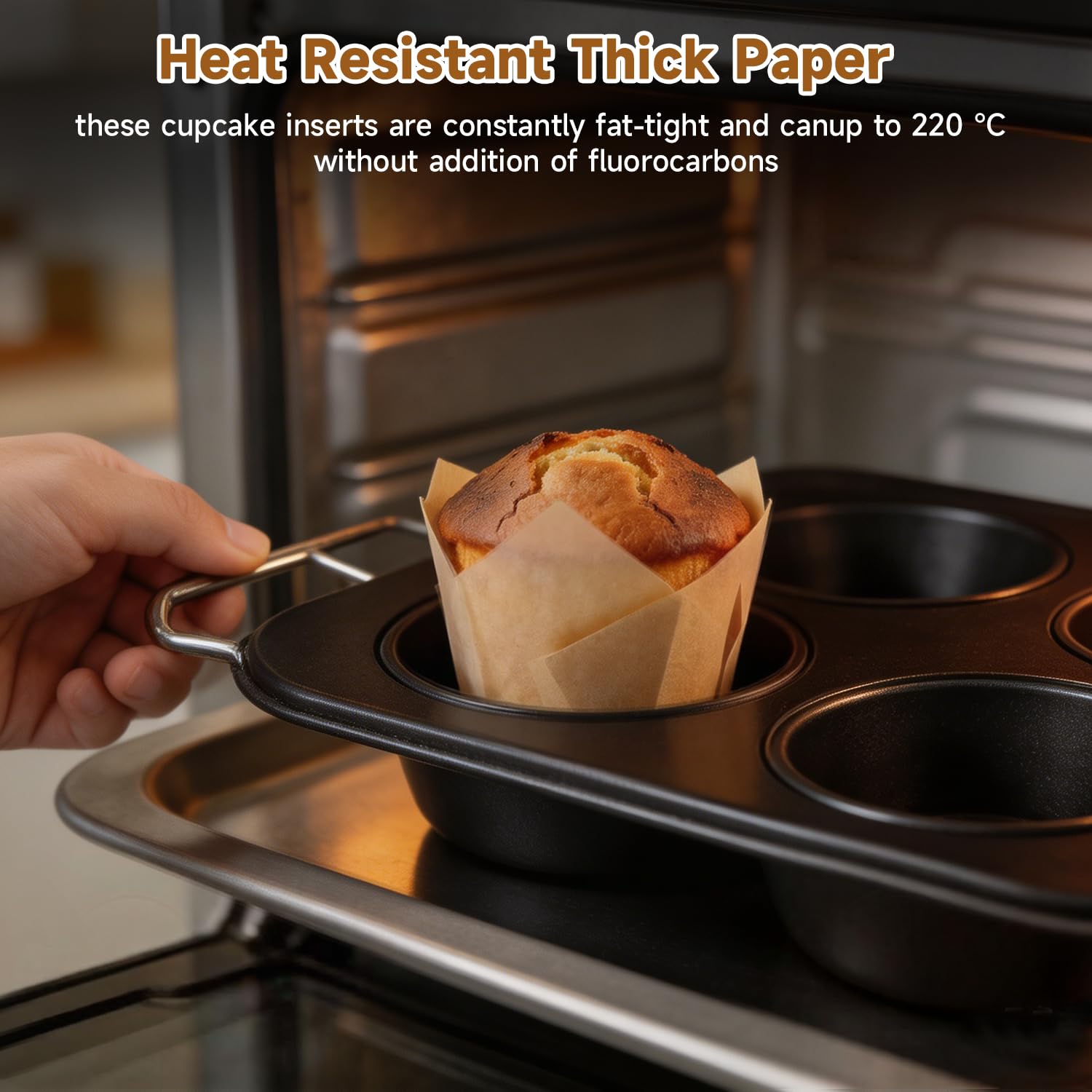 200 sztuk papierowych foremek do babeczek, rozmiar standardowy 5 cm | Naturalny, niewybielany papier pergaminowy UE, na imprezę, Boże Narodzenie i wesele, pasuje do formy do pieczenia muffinek