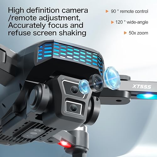 XT555 - Dron GPS con cámara 4K EIS para adultos, Drone RC con pantalla HD de 4.5 pulgadas en el controlador, tiempo de vuelo de 60 minutos,