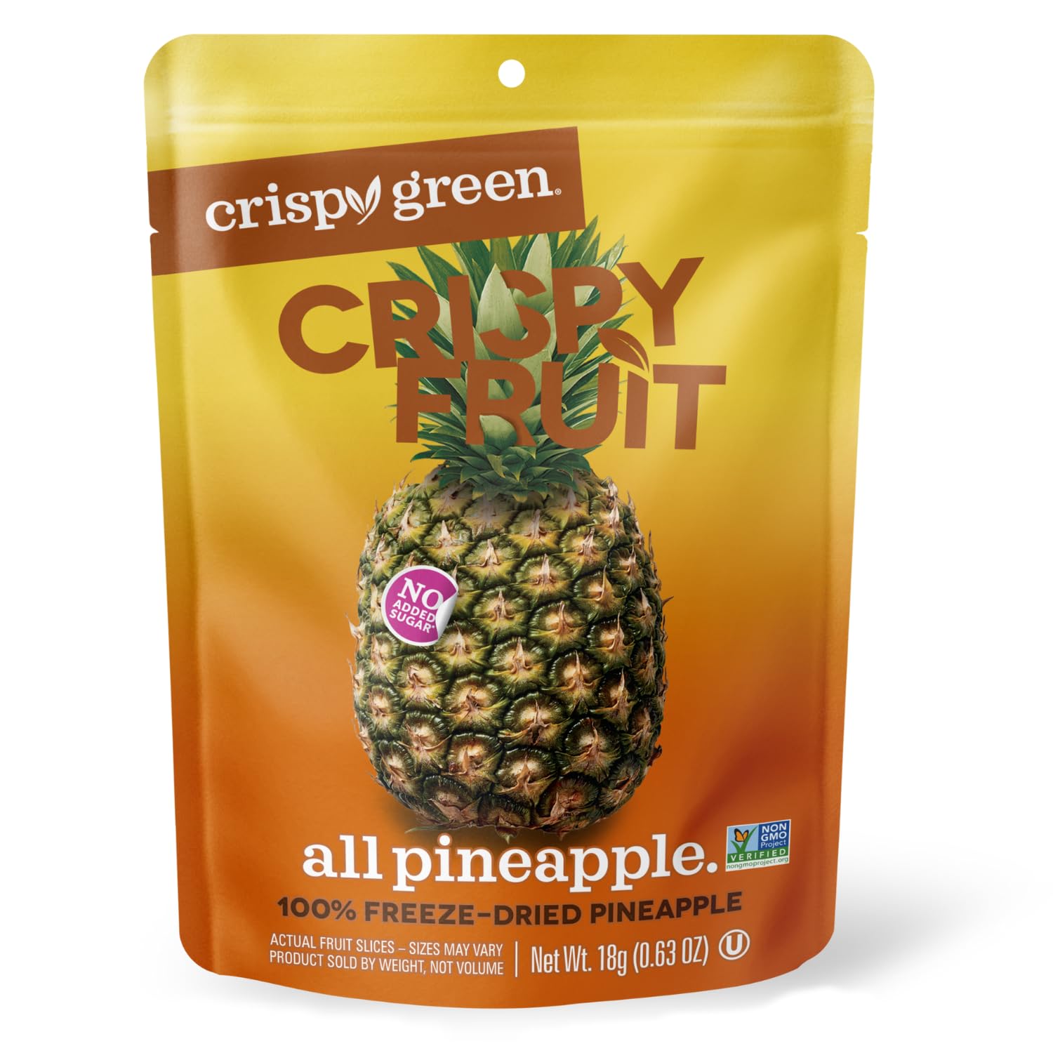 Crispy Green Natural Freeze-Dried Fruit, Pineapple Single-Serve, No Sugar Added, 0.63 Ounce (Pack of 12)