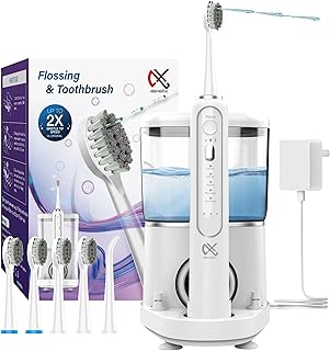 Professional Flossing Electric Toothbrush with Water Flosser, 2 in 1 Toothbrush and Water Flosser Combo, Sonic Electric Toothbrush Cordless Flossing Brush (White)