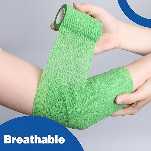 Miniatura 5 de AZEN Paquete de 12 vendajes autoadhesivos, 3 pulgadas x 5 yardas, vendaje elástico cohesivo, envoltura veterinaria, cinta de tobillo, cinta de