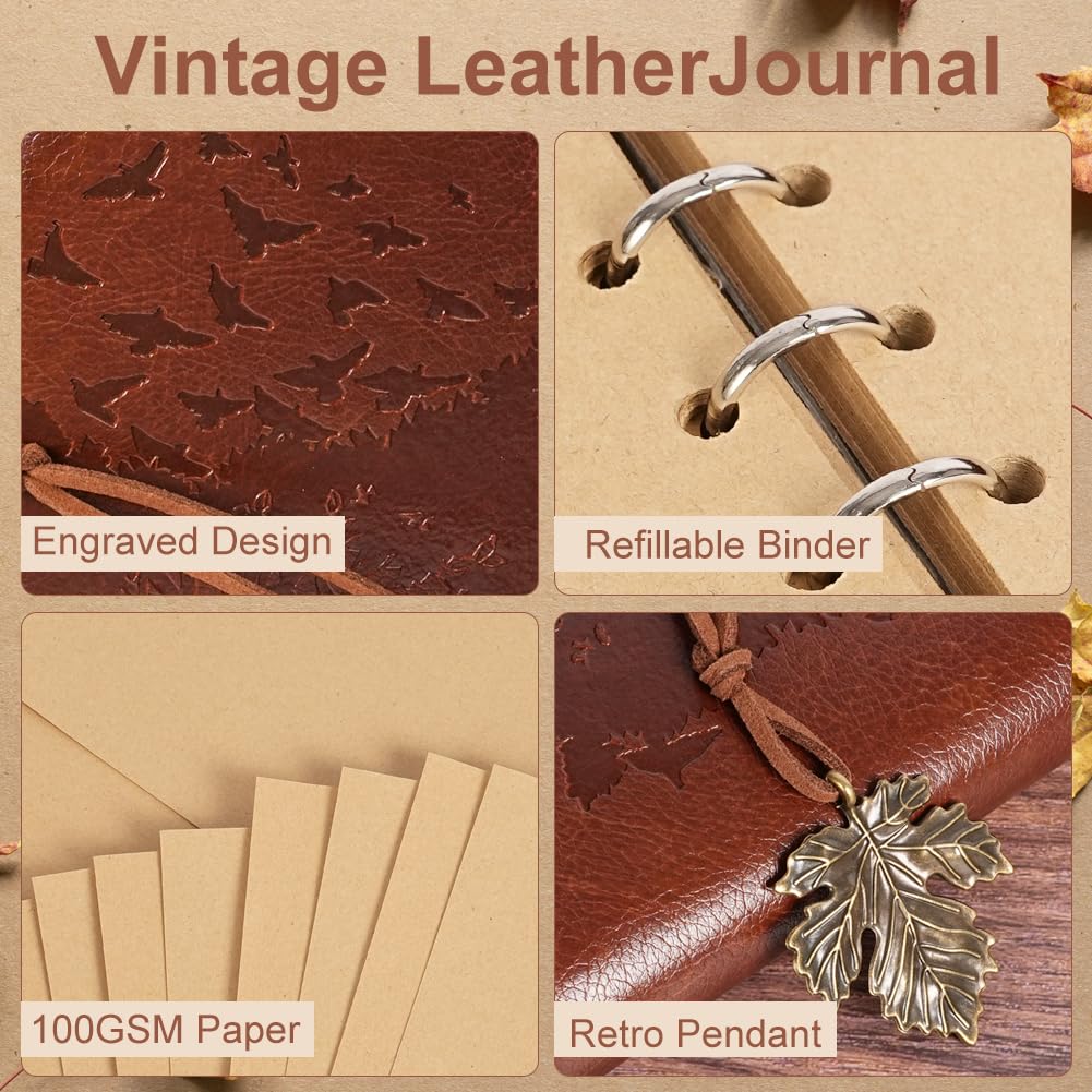 ANOMM PU Leather Journal Notebook, Refillable Notebook with Blank Pages, Travelers Notebooks, Spiral Bound Journal - Image 2