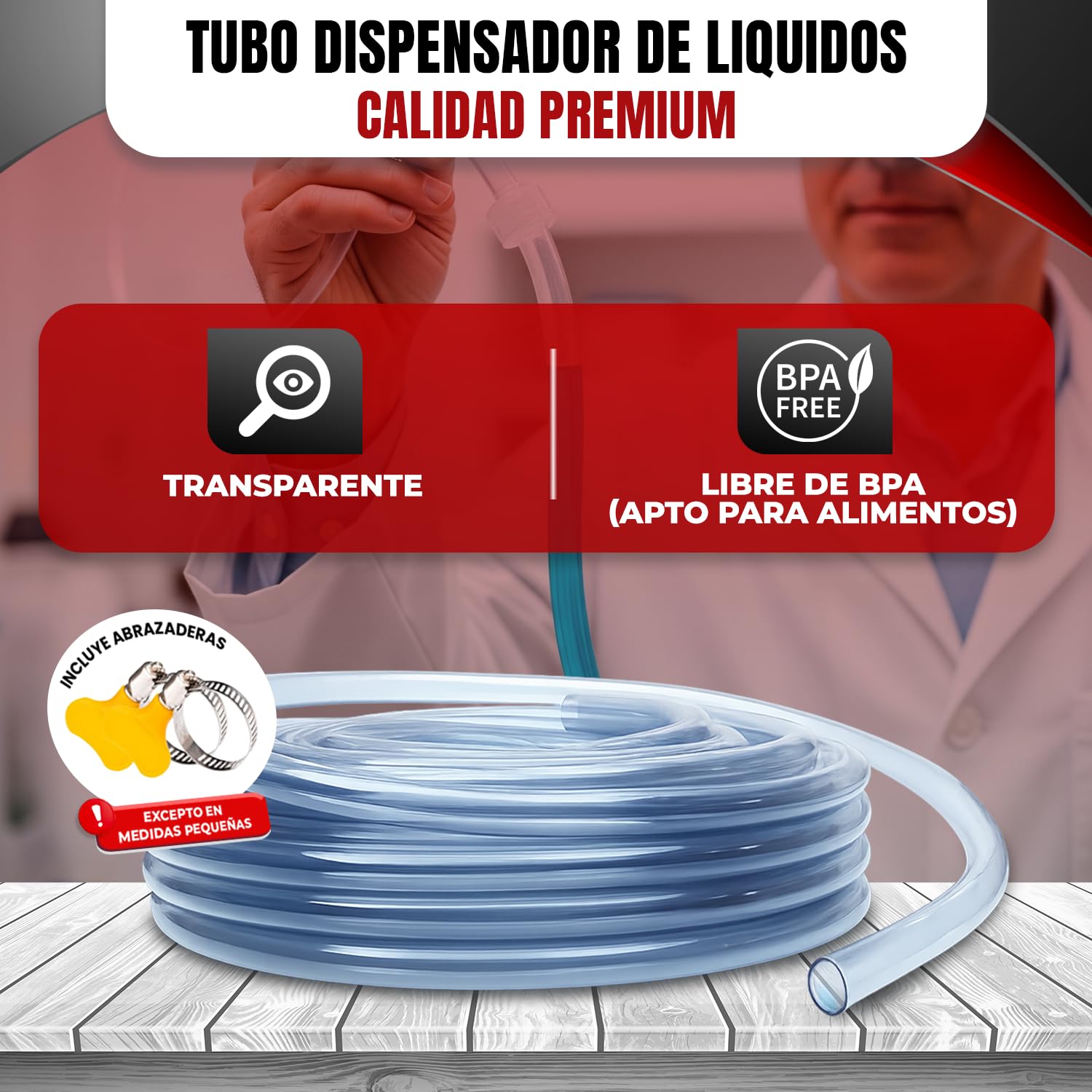 Tubo PVC, Tubo flexible PVC 4mm x 2mm, (10 Metro) transparente para aire y líquidos. Ideal para acuarios, bebederos, riego por goteo y proyectos DIY - Alimenticio seguro, flexible y fácil de instalar.