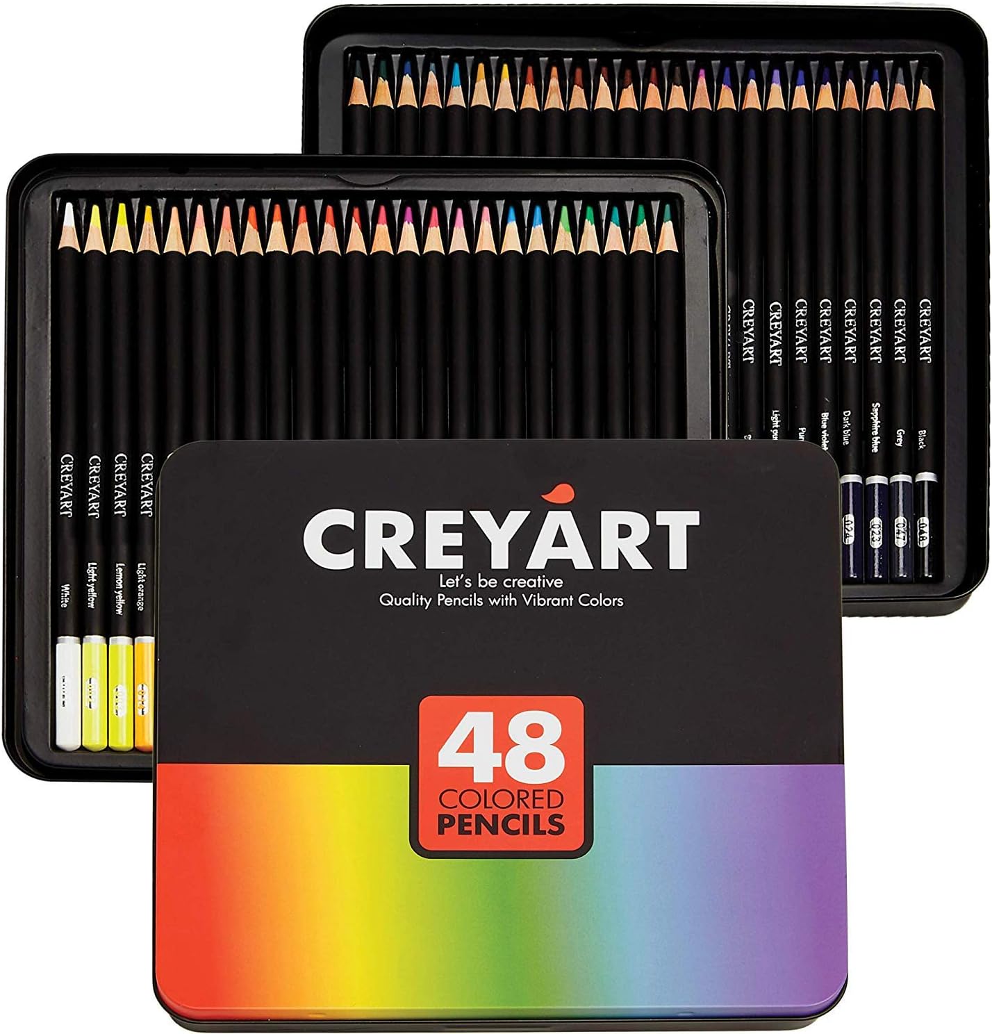 Colored Pencils Set of 48 โ Pre-Sharpened Nontoxic Art Supplies for Kids and Adults - Soft and Thick Oil Based Leads โ 48 Colors in Tin Box