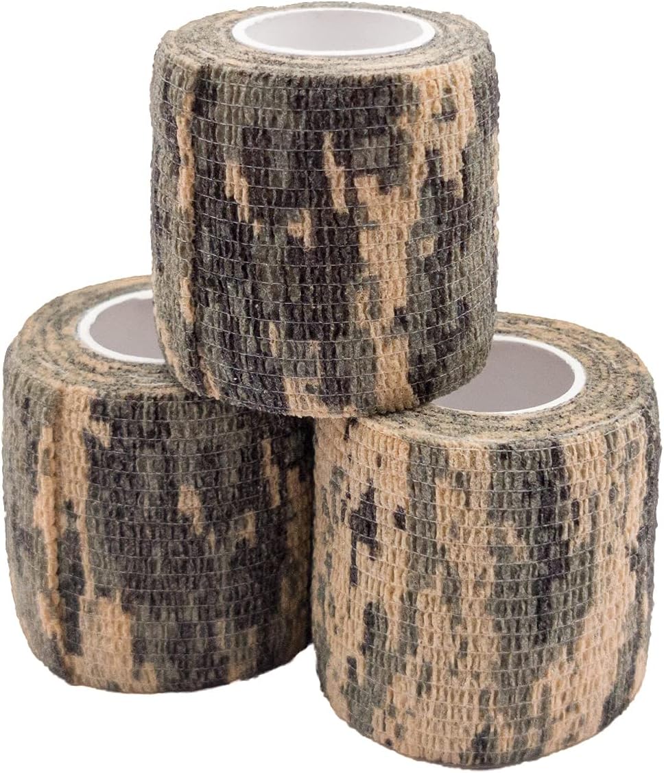 U-KIME Self-Adhesive Wrap Protective Tape, Set of 3pcs, 2inch Width 4.5m Length Multi-Functional Non-Woven Fabric Tape Stretch Bandage, ACU