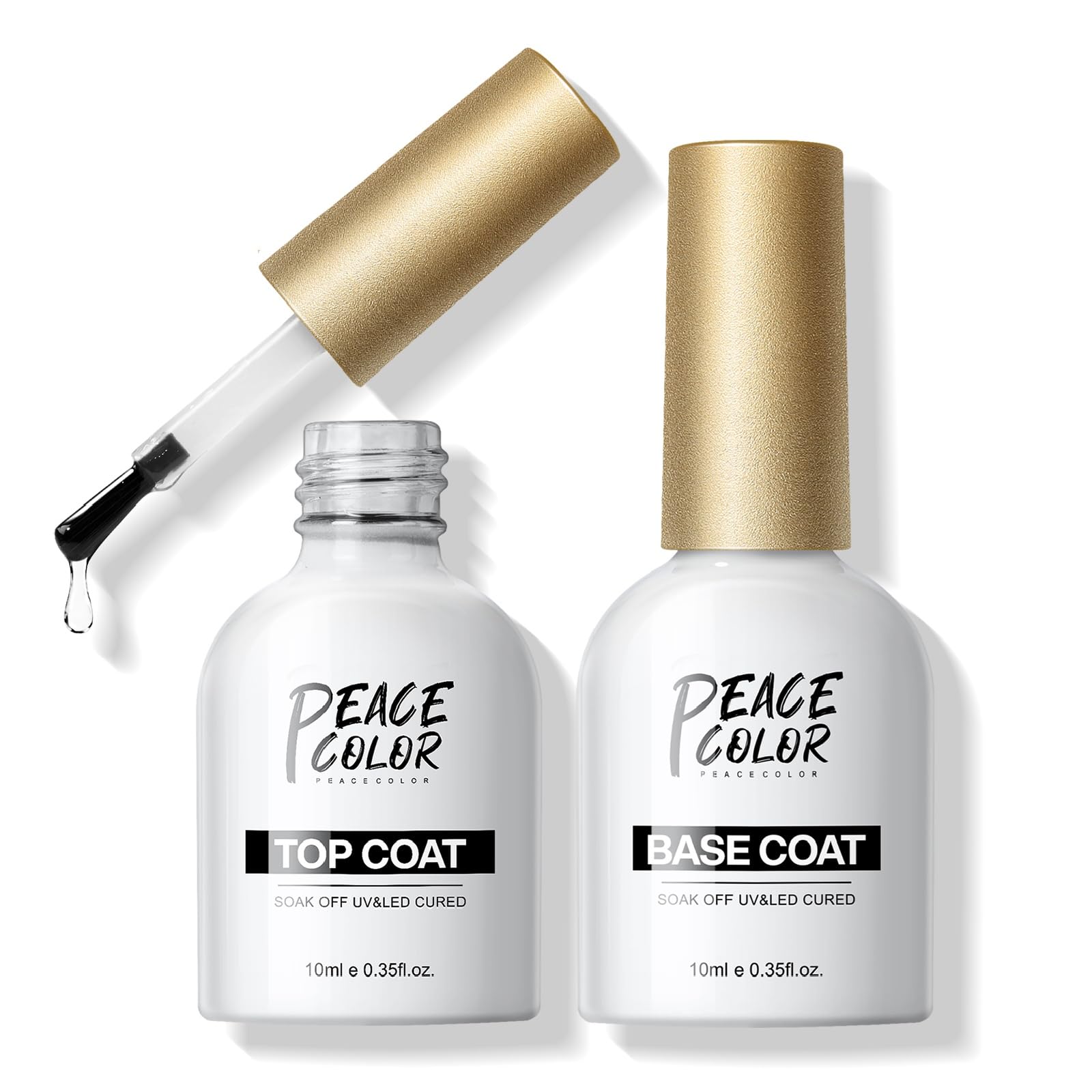 PEACECOLOR ジェルネイル トップコート ベースジェル 10ML*2本 大容量 ノンワイプトップジェル 拭き取り不要 トップジェル ベースコート ネイル ジェルネイル用 長持ち U V/LED対応 初心者&プロ用