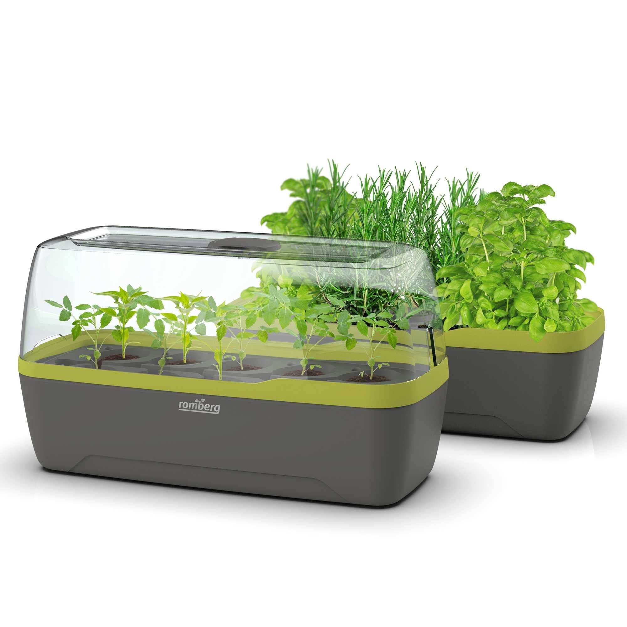 Romberg BoQube L Plus 16294169 Système de Plantation pour Plantes Couleur Anthracite/Vert Estival sans PAK Utilisation Alimentaire avec Ventilation