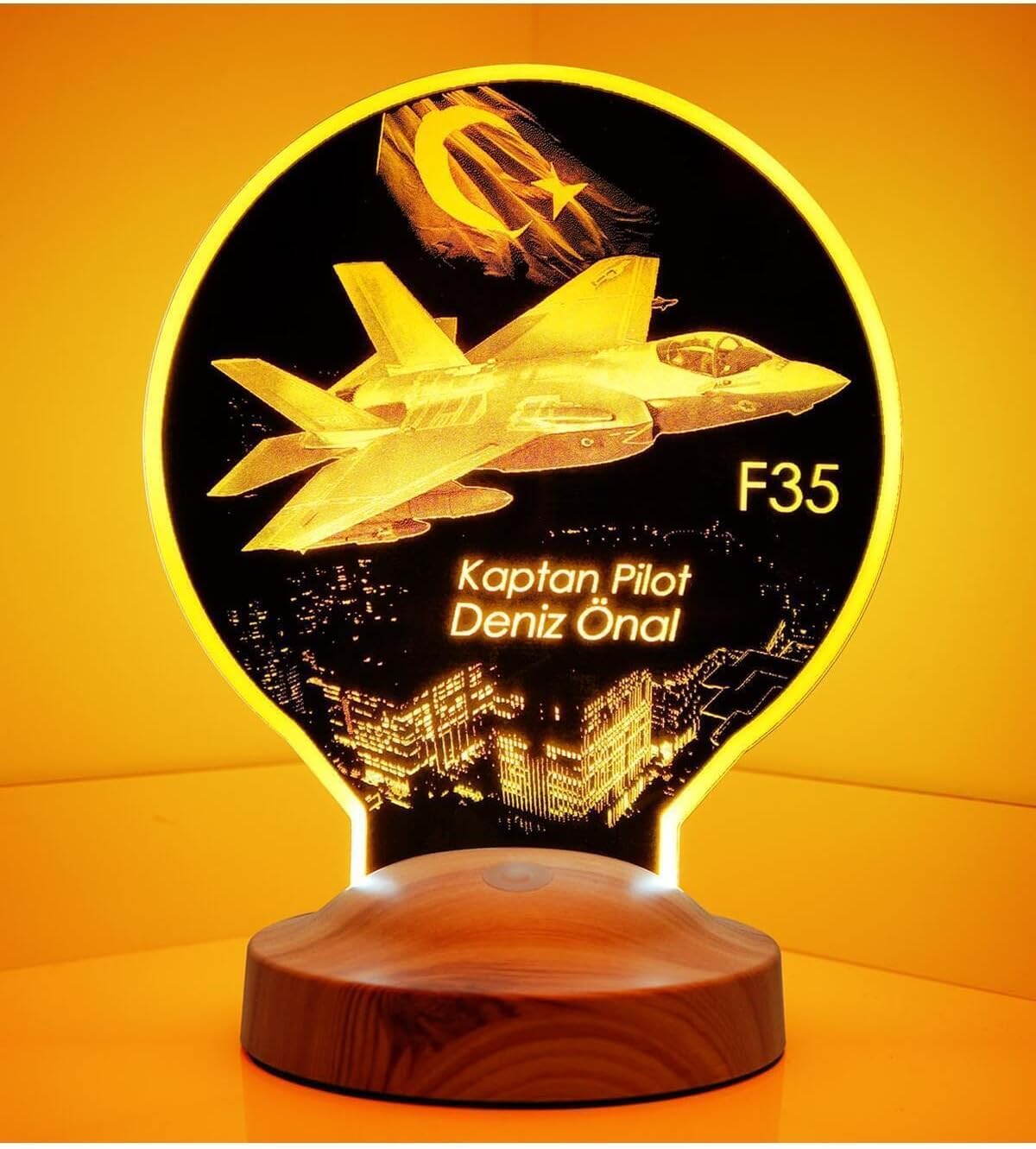 SODEF LED Desk Lamp F35 Fighter Jet Design, Pilot Gift, Personalized Airplane Lamp, Multicolor Changing Light, Home Decor, Night Light - Kırmızı, Mavi, yeşil, pembe, sarı, mor, Beyaz, One Size