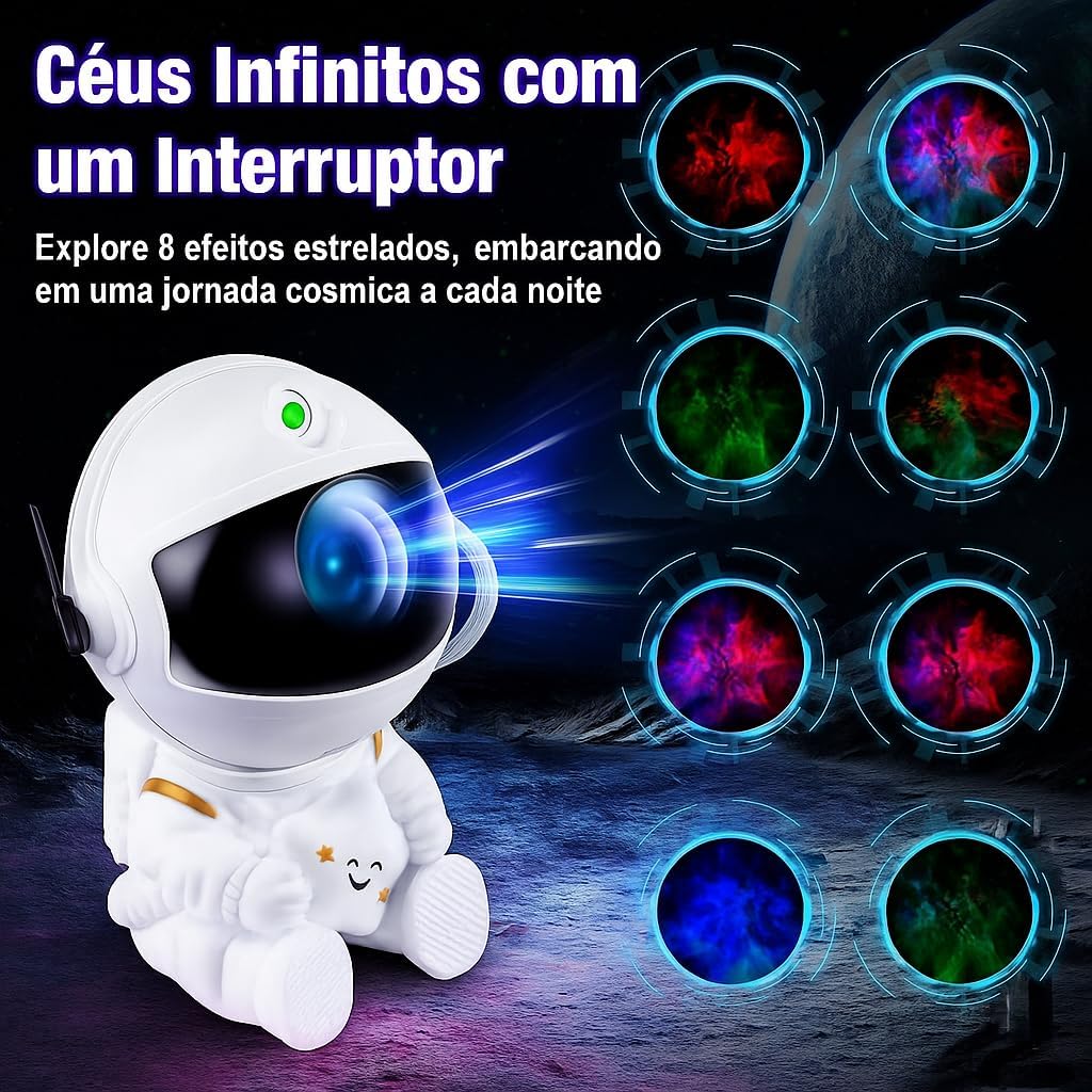 Projetor de Luz da Galáxia do Astronauta | Luz Noturna LED com Céu Estrelado, Controle Remoto | Design Portátil para Decoração Infantil | Estímulo à Criatividade Projetor de Luz da Galáxia do Astronauta | Luz Noturna LED com Céu Estrelado, Controle Remoto | Design Portátil para Decoração Infantil | Estímulo à Criatividade