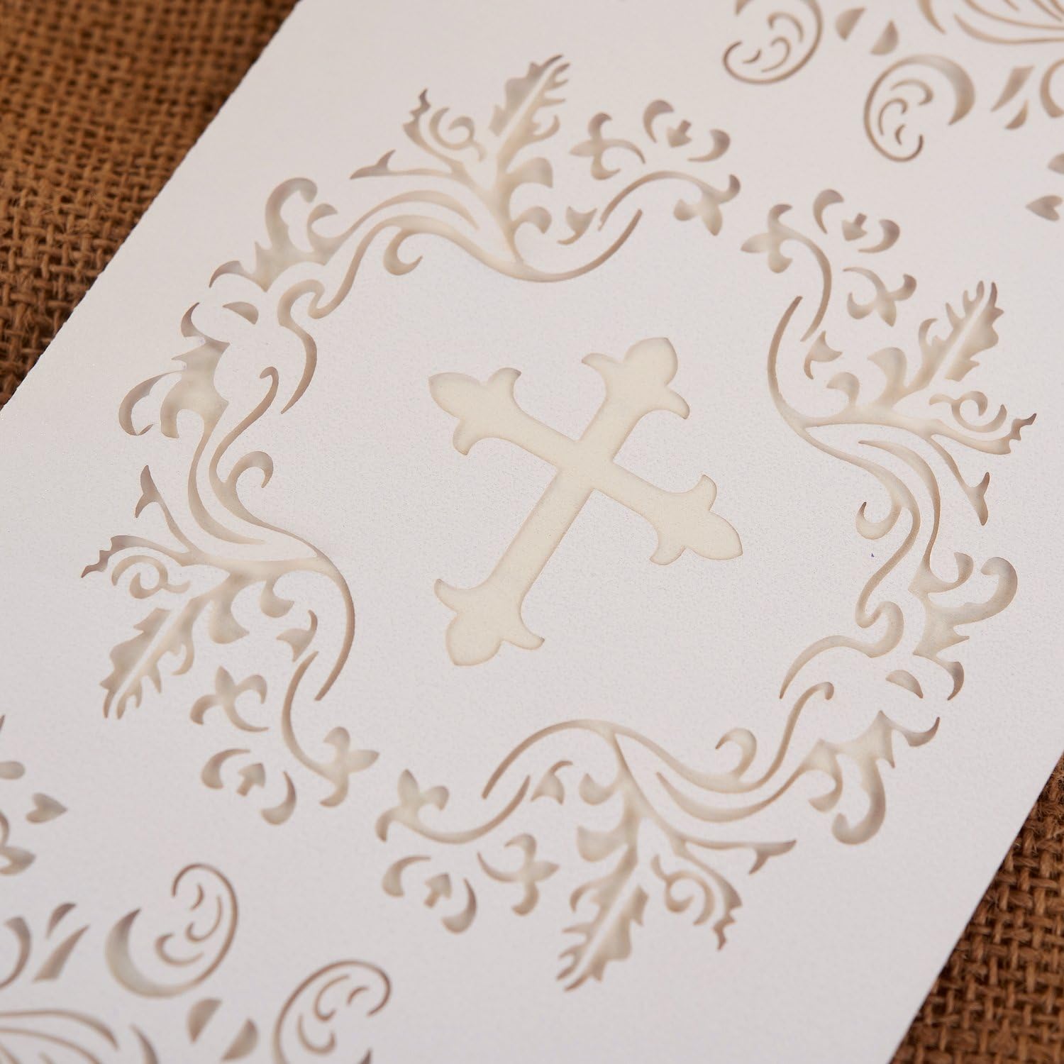 Baptism Christening Invitations with Envelopes, 25pcs 4.7 x 7 Religious cross cards with white Inside Paper for Christening Celebration, Religious Ceremony, Christian Dedication,baby shower (White)