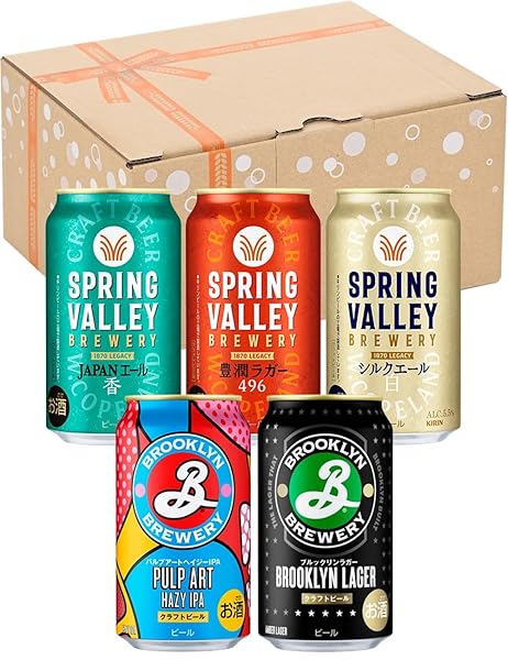 B BROOKLYN BREWERY キリン ビール クラフトビール350ml×12本 飲み比べセット スプリングバレー 豊潤ラガー 496×3+シルクエール 白×2+ジャパンエール 香×2+ブルックリンラガー×3+パルプアートヘイジーIPA×2 ギフトセット ホワイトデー