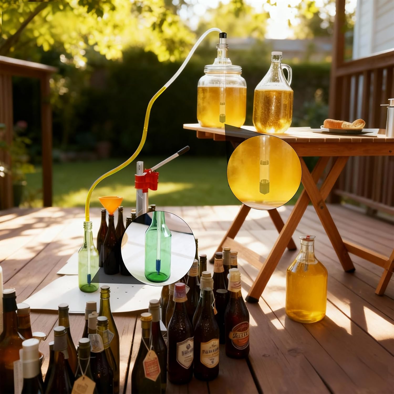 14” Auto Siphon with 12.9” Bottle Wand & 5.5FT Food-Grade Silicone, Beer Wine Siphon Racking Cane fit Liquid Transfer, Effortless Bottling Fermentation Mead HomeBrew Making