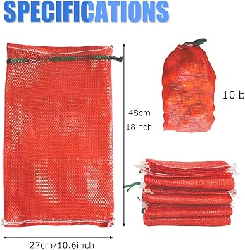 10 Pack Mesh Onion Bags with Drawstring 1118 10LB for Onions Vegetables