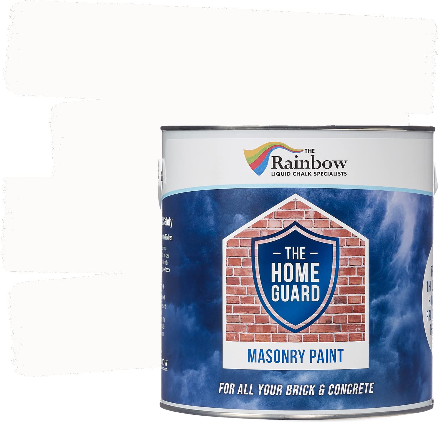 Rainbow Chalk Markers Masonry Paint - 2.5L Brilliant White | Outdoor Weather Protection Non-Toxic & Water-Based Exterior Masonry Paint | Anti-Cracking & Flaking, Smooth Brickwork | Opaque Matte Finish