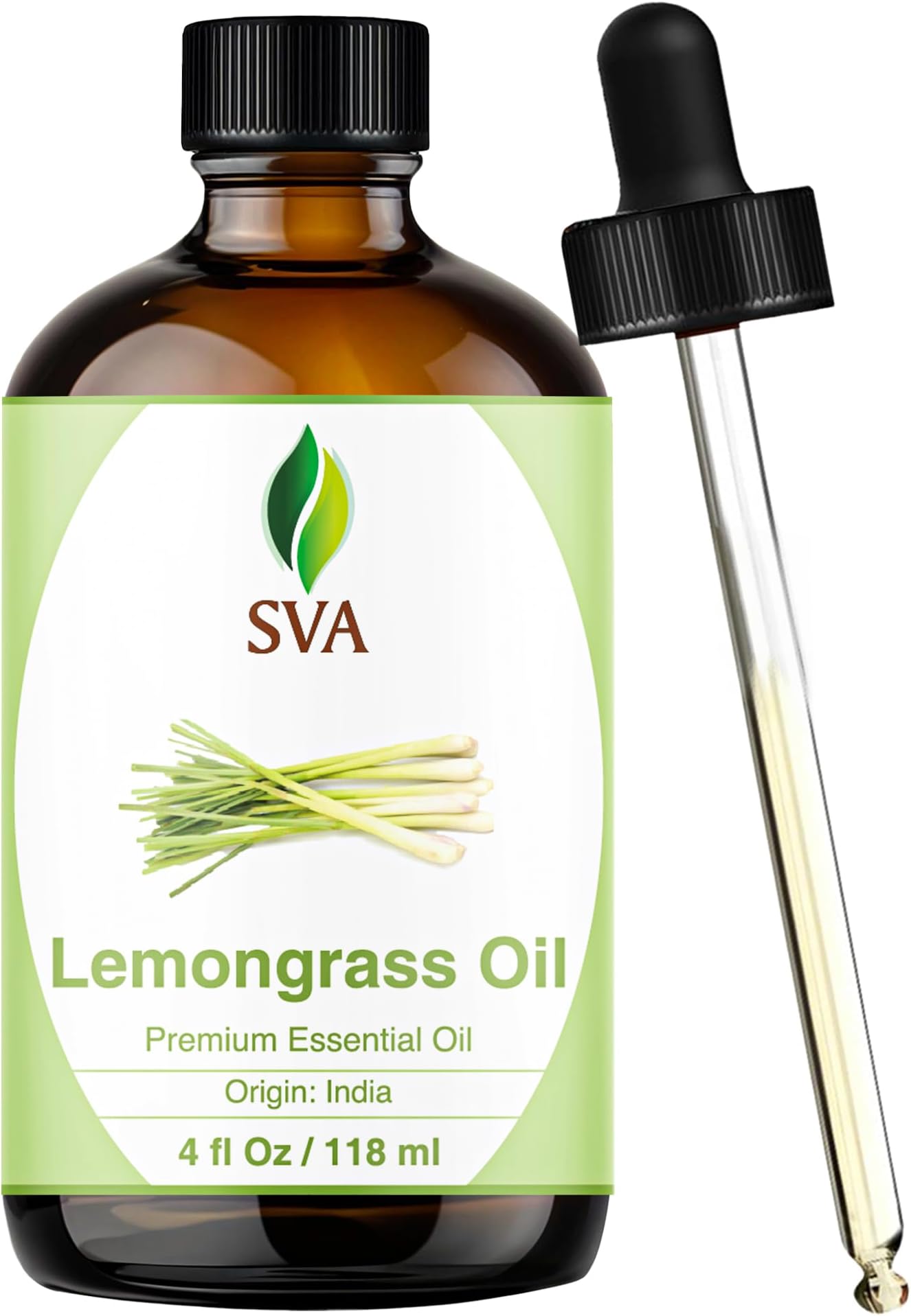 Lemongrass Essential Oil - 4oz (118ml) 100% Pure,Undiluted and Natural Oil by SVA Organics | Best Therapeutic Grade, Perfect for Aromatherapy,Relaxation,Skin,Hair & more
