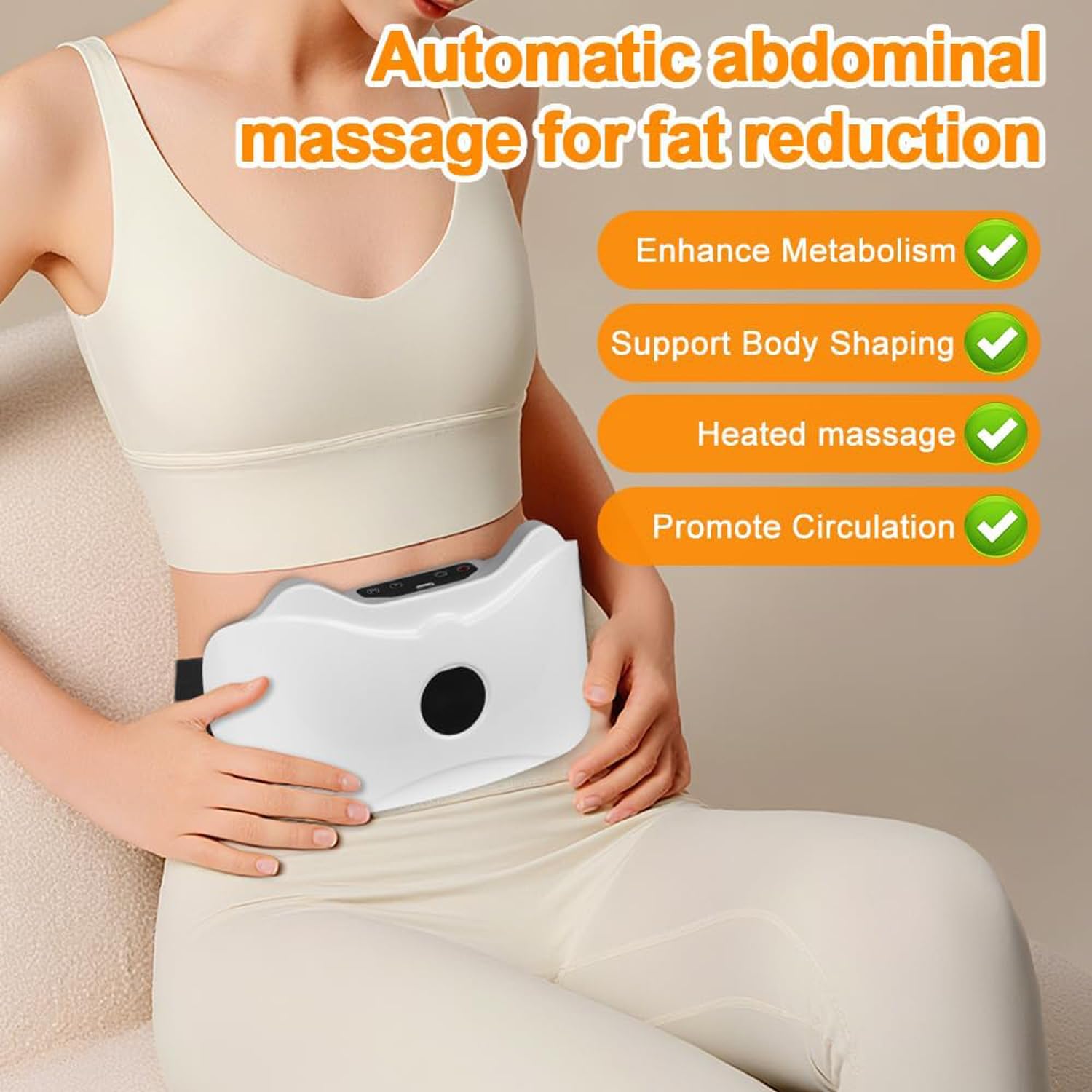 Masseur Abdominale électrique sans Fil, Masseur de Ventre pour Les regle et maigrir, Ceinture Amincissante Chauffante Ventre Plat Instrument De Pétrissage pour Digestion, Soulagement Douleur