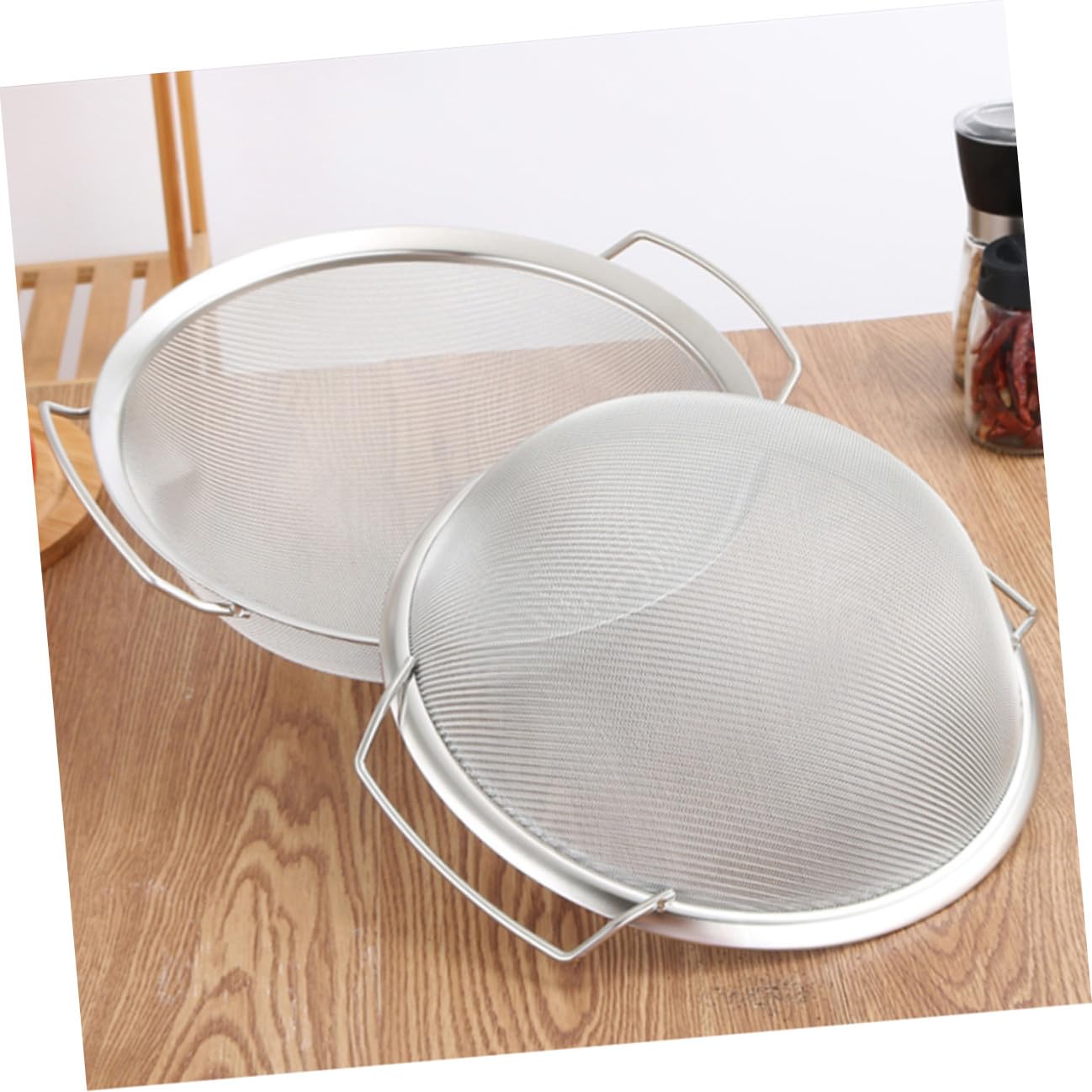 Colador Adecuado para Enjuagar y Escurrir Alimentos para Arroz y Verduras de Malla de Acero Inoxidable Cesta Resistente Doble Drenaje para Cocina y Hogar