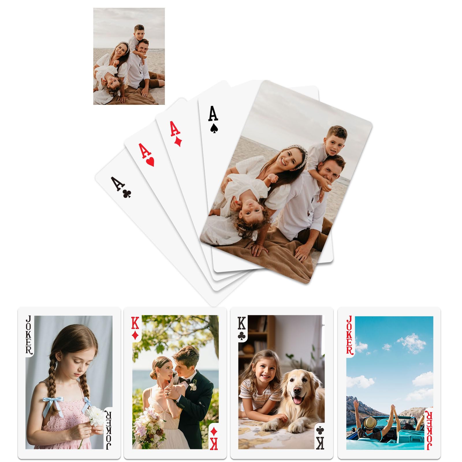 NGBEWU Personalised Playing Cards with Photos | Custom Picture Standard Poker Decks | Fun Gifts for Couples, Family & Friends – Perfect for Valentine's Day, Christmas, Birthday, Parties (Style 4)