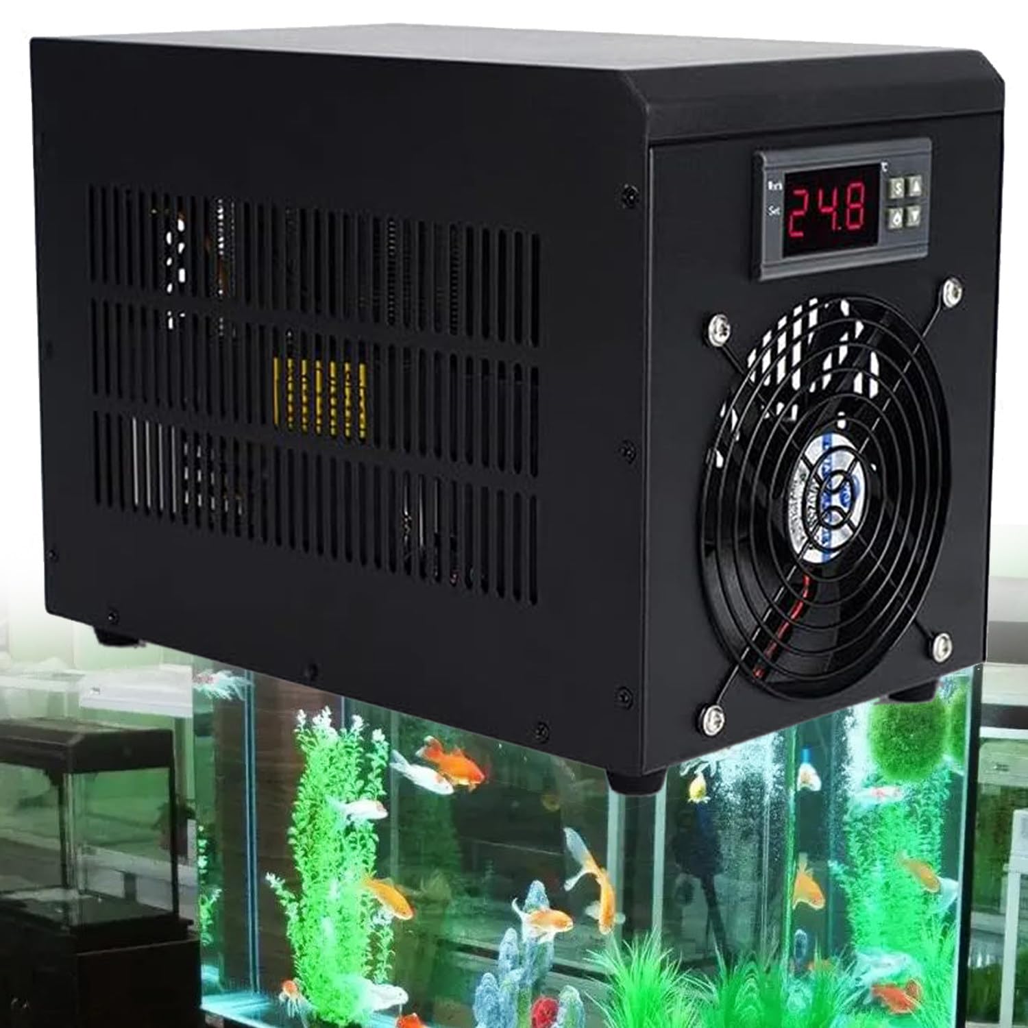 Qiang Refroidisseur d'eau électronique pour Aquarium,Fish Tank Chiller Refroidisseur Réservoir Poisson 60l/160l/300l avec Pompe Et Tuyau,Réglage Facile Température,60L/16GAL