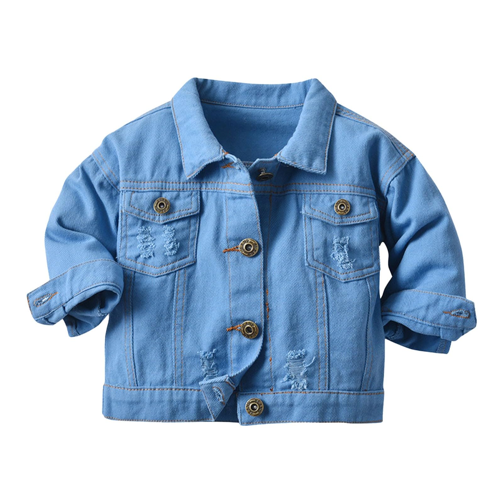 Genericbaby Boys Girls Denim Jacket Kids Toddler Button Down Jeans