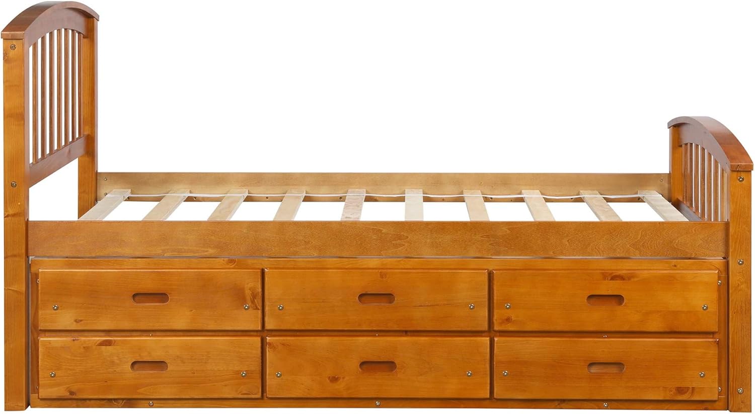 Harper & Bright Designs Twin Size Platform Storage Bed Solid Wood Captains Bed with 6 Drawers, No Box Spring Needed Oak