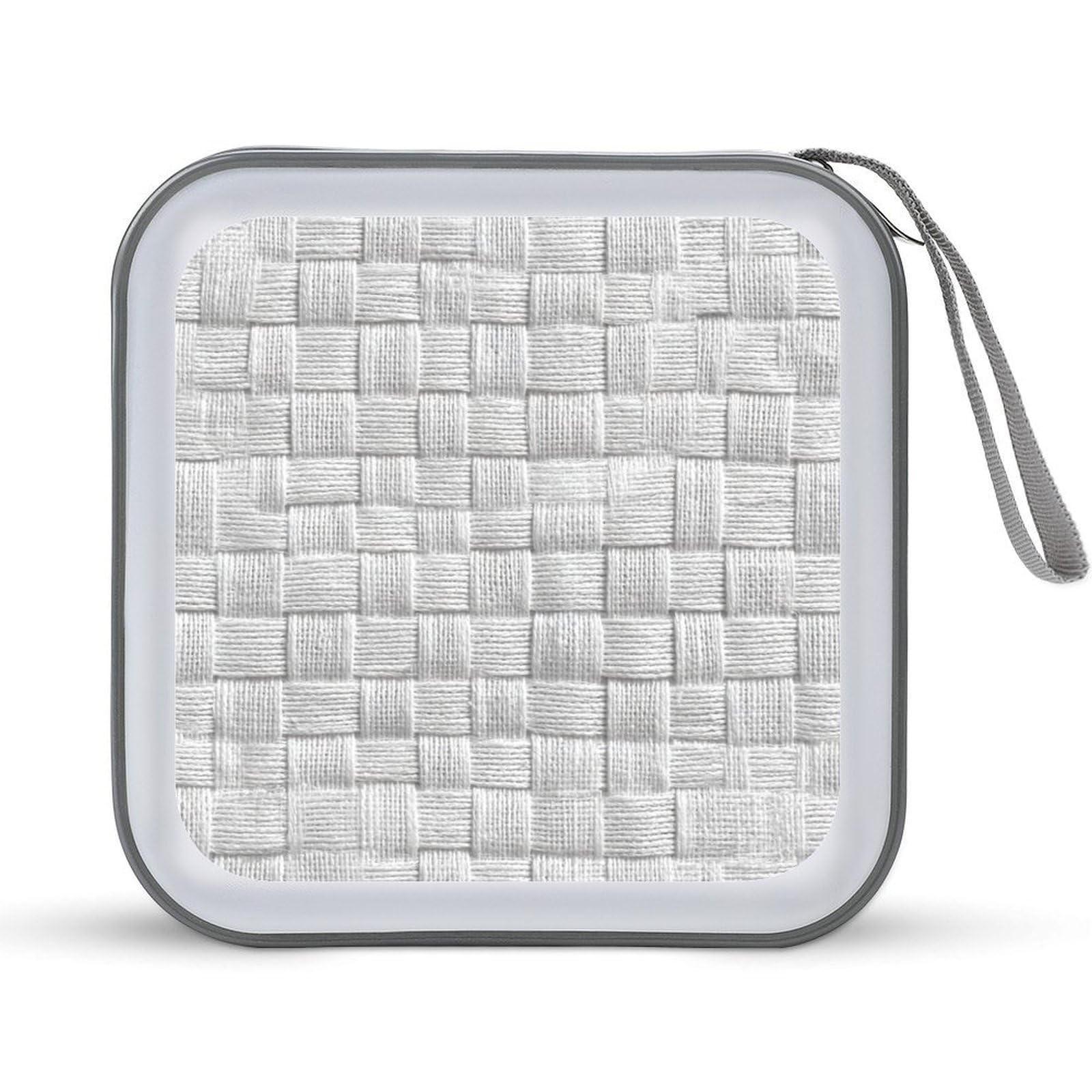 Jubonexis Cloth Texture White Pattern CD Case DVD Storage Case Portable for Car Home Travel