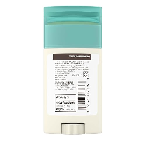Miniatura 8 de Aveeno Protector solar mineral de óxido de zinc para niños, protección solar en barra para piel sensible, cara y cuerpo, para niños con amplio