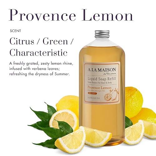 Miniatura 2 de A LA MAISON Repuesto de jabón líquido francés de manos, limón Provence, lavado de manos natural hecho con aceites esenciales, biodegradable, a base
