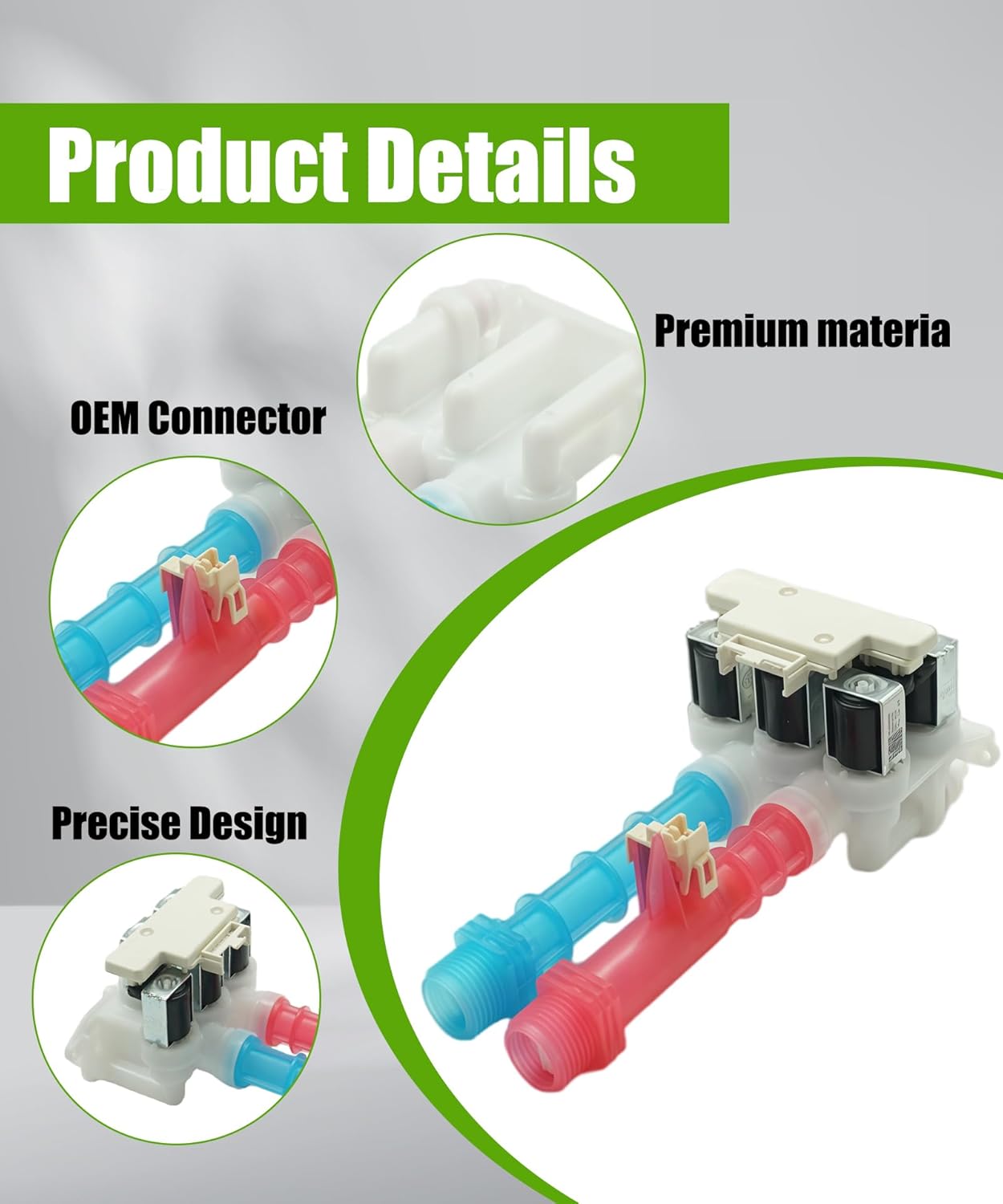 5304528029 Washer Water Inlet Valve Assembly Vortex with Flow Meter (OEM PART) - Replacement for Frigidaire Electrolux，Replaces For 5304528029,5304514790,5304522534,AP7014477,PS16544354,OEM28057910