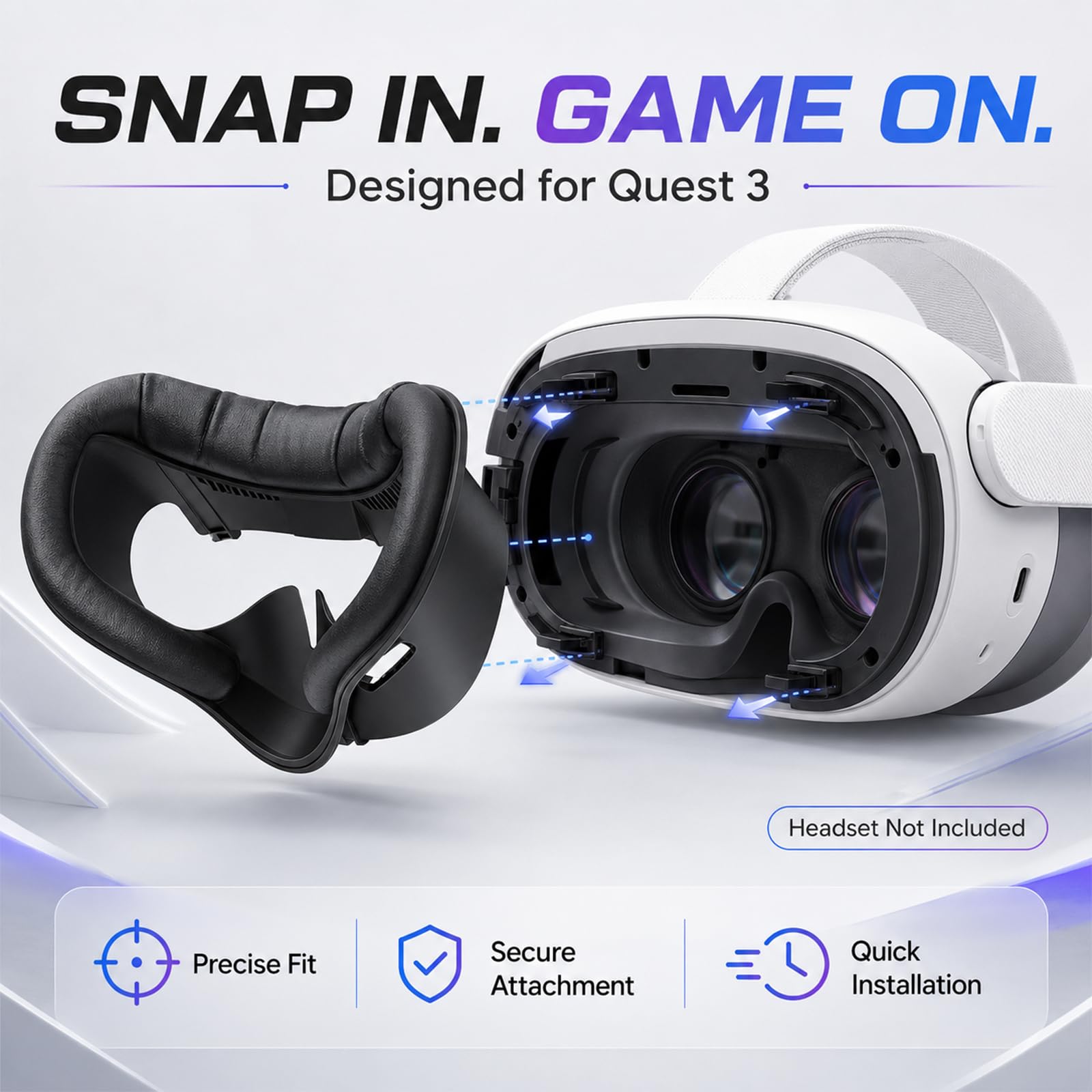 Interfaccia Facciale V3 Ventilata Compatibile con Meta Quest 3, Cuscino Viso Pelle Pu Anti Luce e Anti Sudore, Supporto Sostituzione Confort Accessorio VR (Non Adatta per Meta Quest 3S)