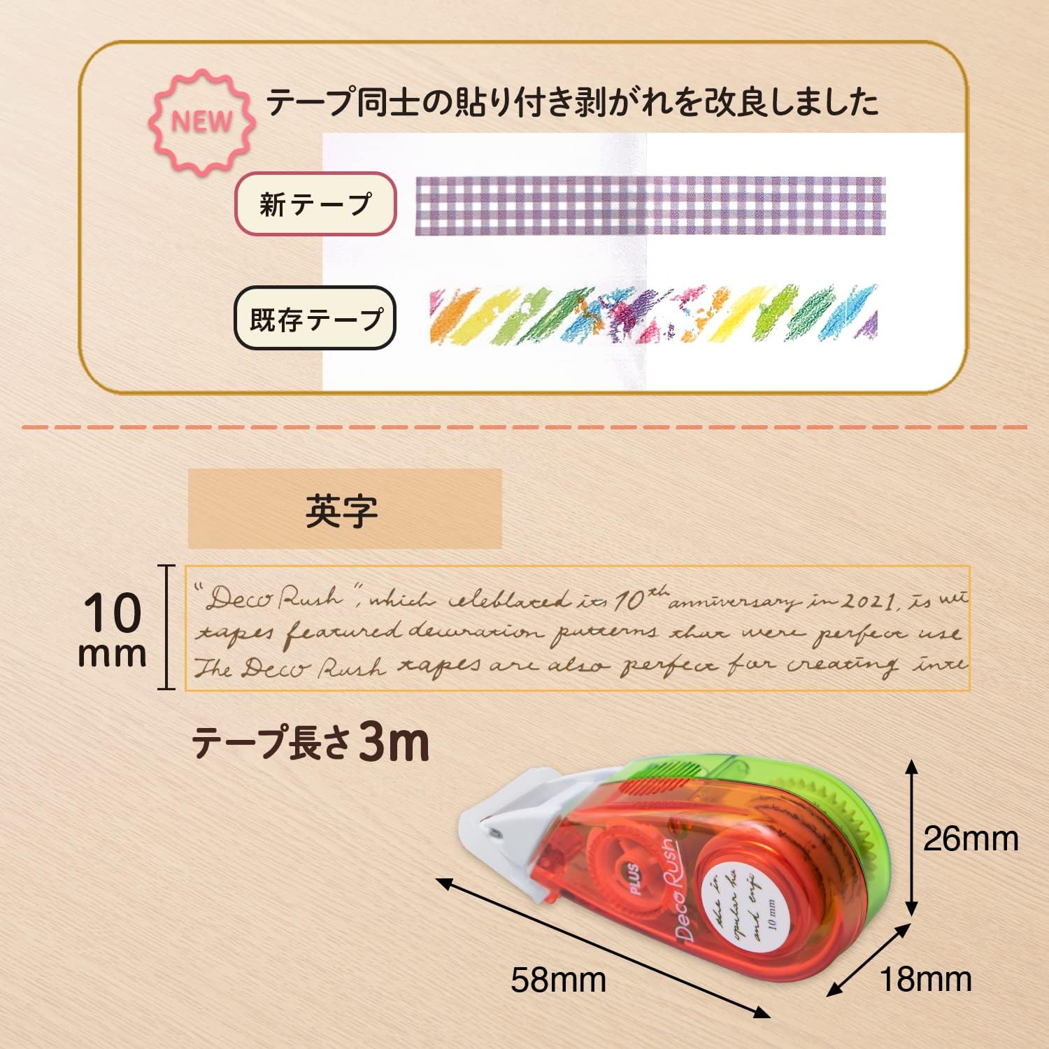 Plus Paper Deco Lash, 0.4 inches (10 mm), Thick, Classic, Thick English Letters, Set of 2, DC-080-3 51-980 x 2