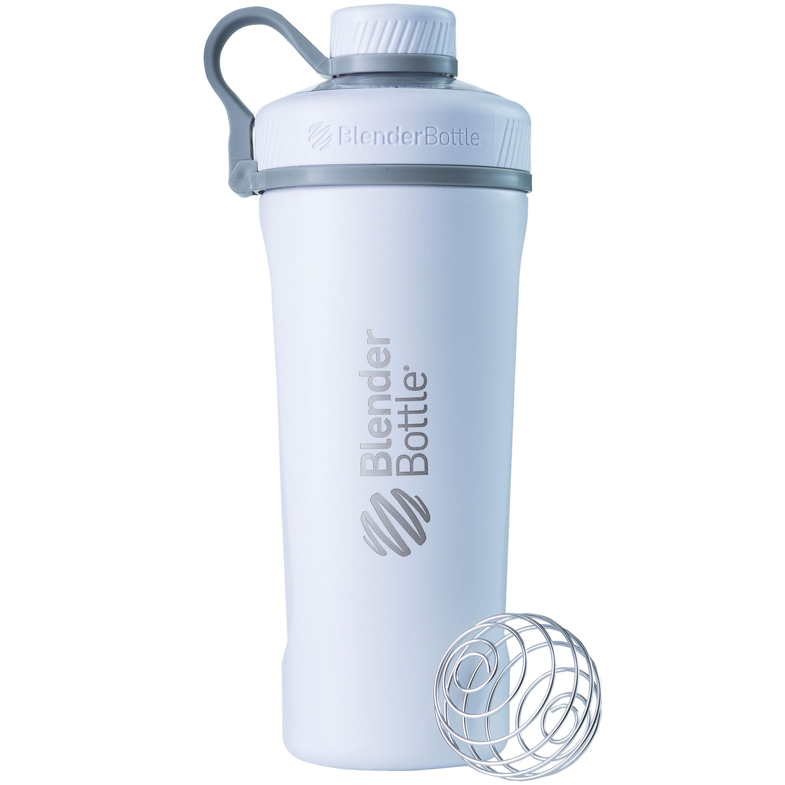 BlenderBottle Radian Shaker Κύπελλο μονωμένο από ανοξείδωτο χάλυβα μπουκάλι νερό με σύρμα Whisk, 26-Ounce, Matte Λευκό