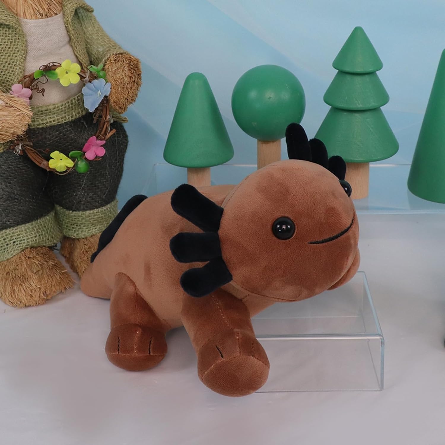 10.8 inch Plush Axolotl Stuffed Animal, Axolotl Plush Toys, Cute Stuffed Cotton Plush Pillow Kawaii Salamander Gifts for Girls & Boys, Plushies has (Brown Axolotl Plush)