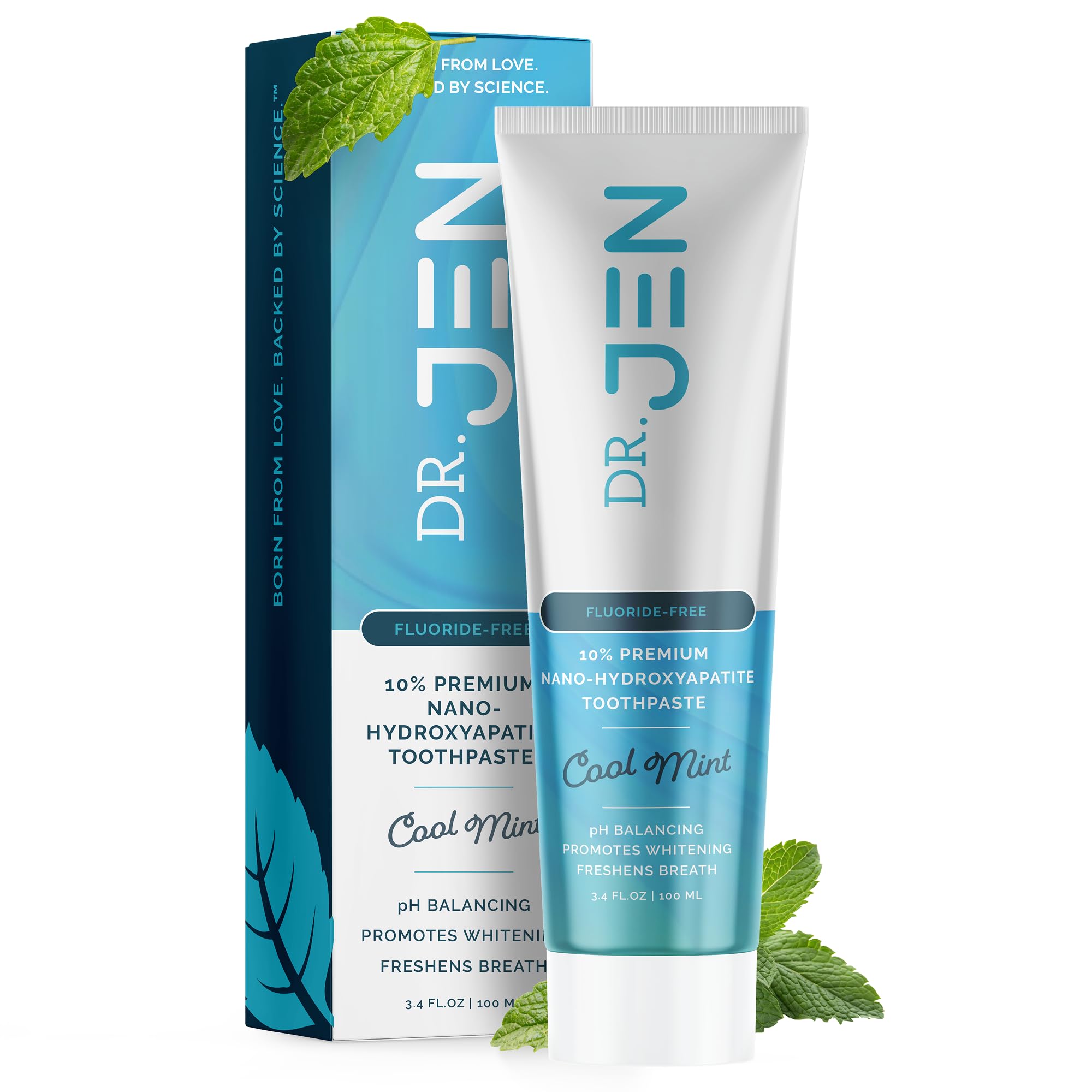 Dr. Jen's 10% Nano Hydroxyapatite Toothpaste - Fluoride Free, Xylitol Toothpaste (Pack of 1, Cool Mint)