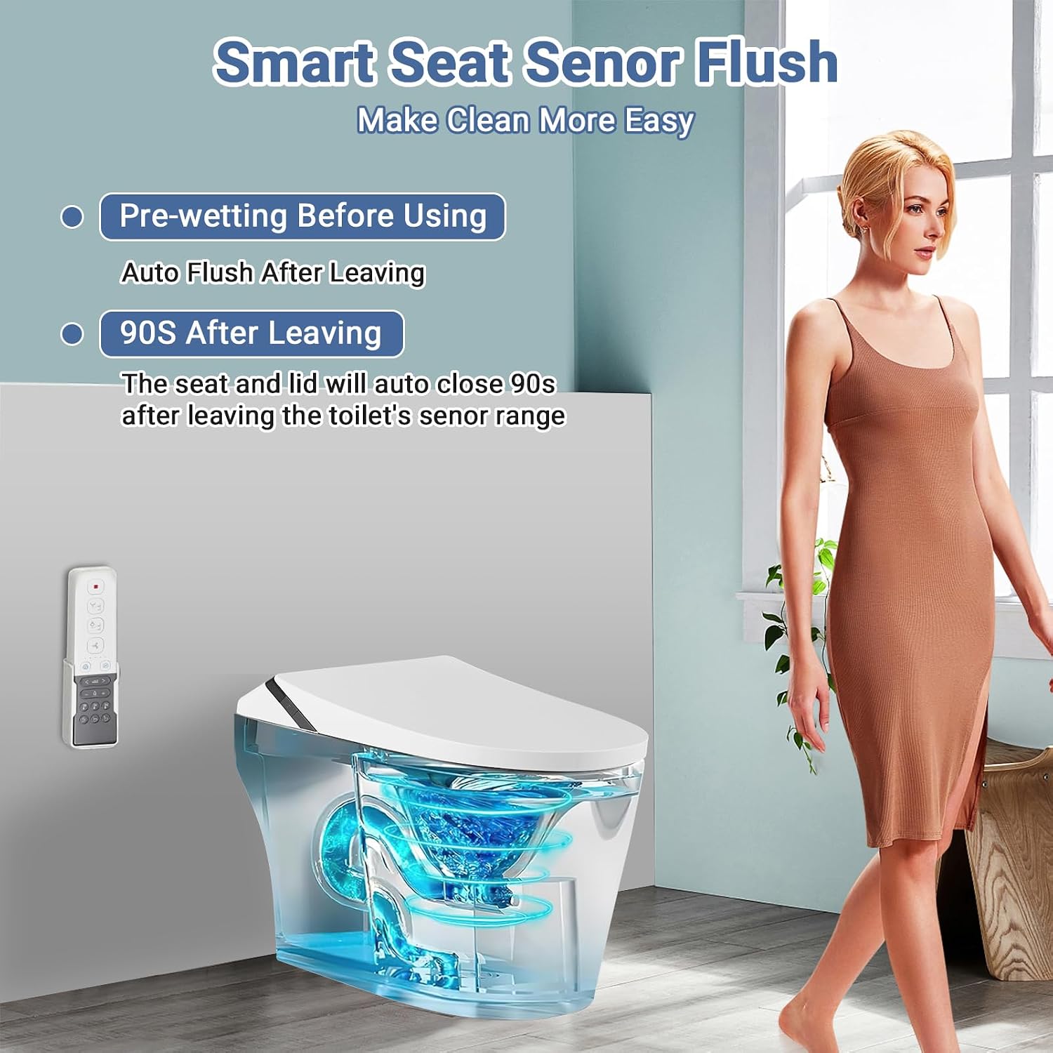One Piece Smart Toilet with Built-In Bidet | Modern Elongated Toilet with Warm Water Wash, Heated Seat, Auto Flush & Foot Sensor Operation, LED Display, Tankless Design