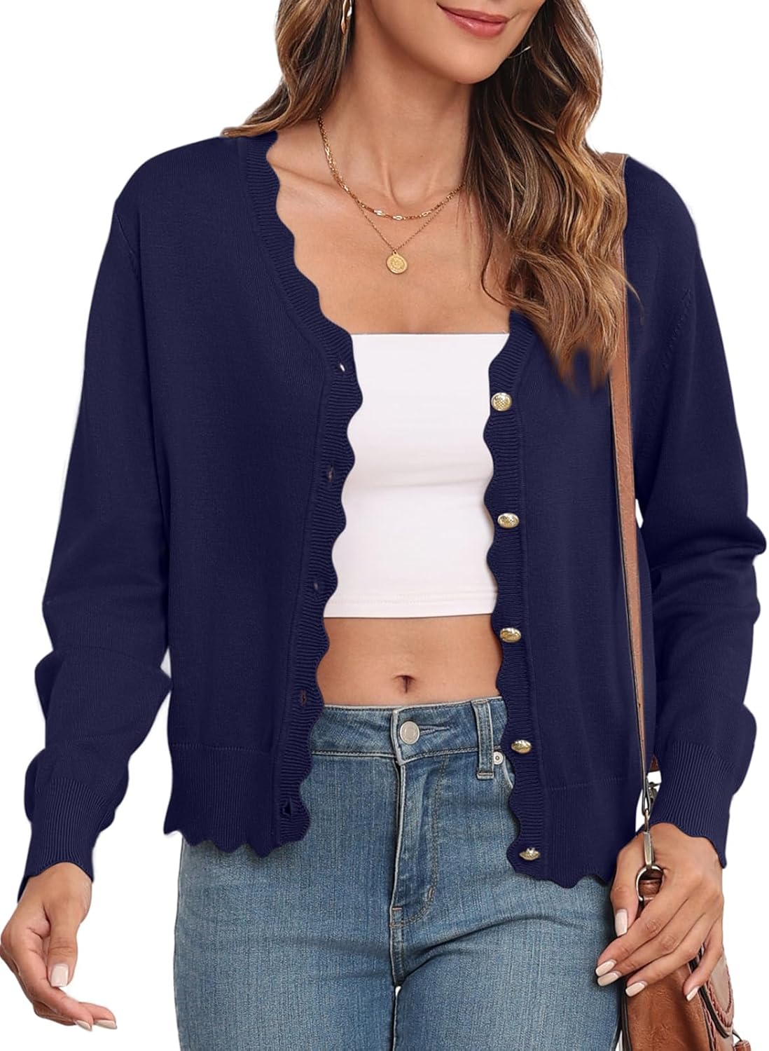 Women's Lightweight Cardigans Casual Long Sleeve V-Neck Button Print Sweaters Open Front Outerwear